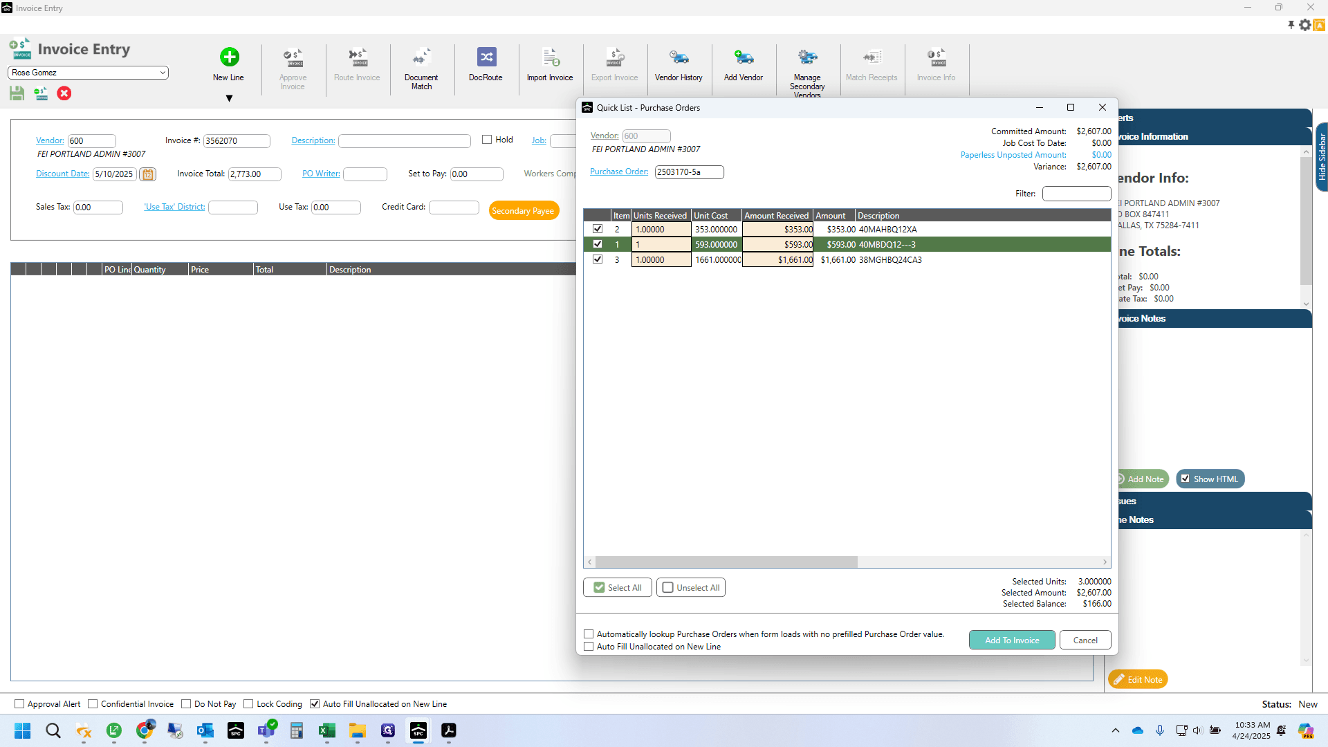 Step #9: Add all lines to invoice. You are now going to email to the purchaser.
