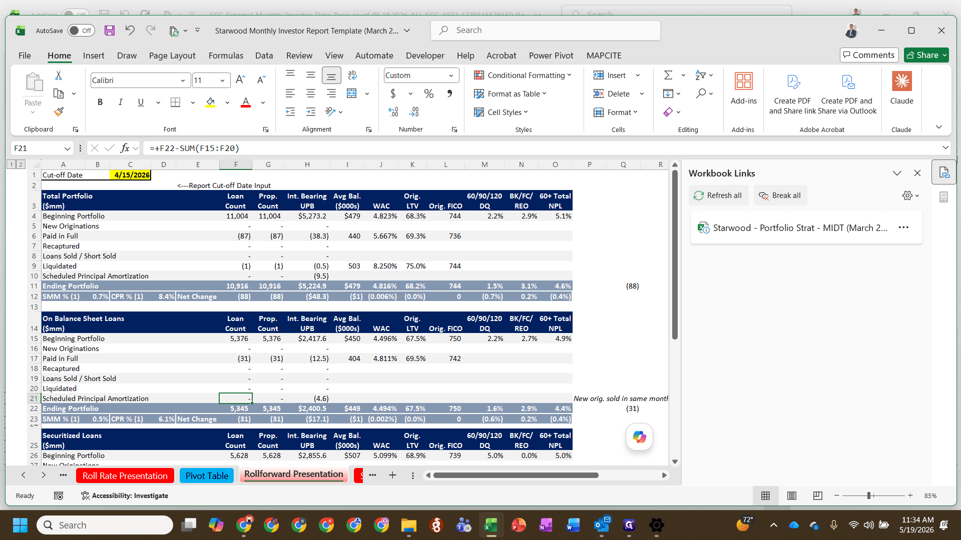 Step #18: Check specific metrics like scheduled principal amortization to ensure all variance checks clear to zero.