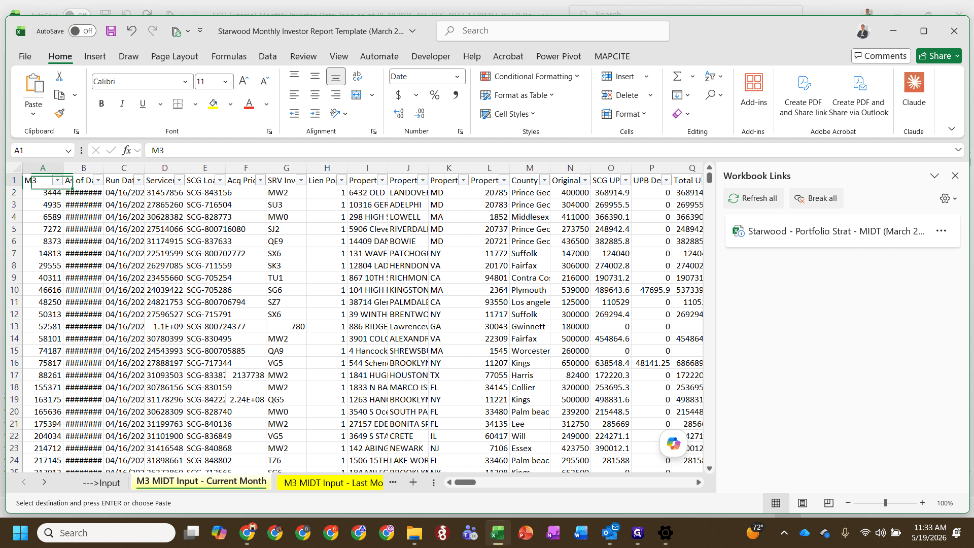 Step #15: Navigate to the yellow M3 MIDT Input - Current Month tab in your template.