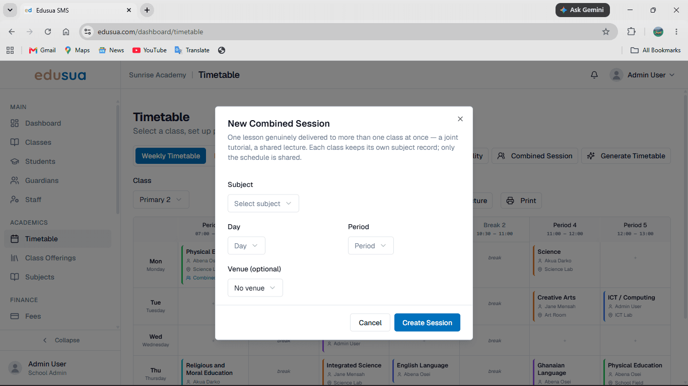 Step #2: Click the Select subject dropdown menu.