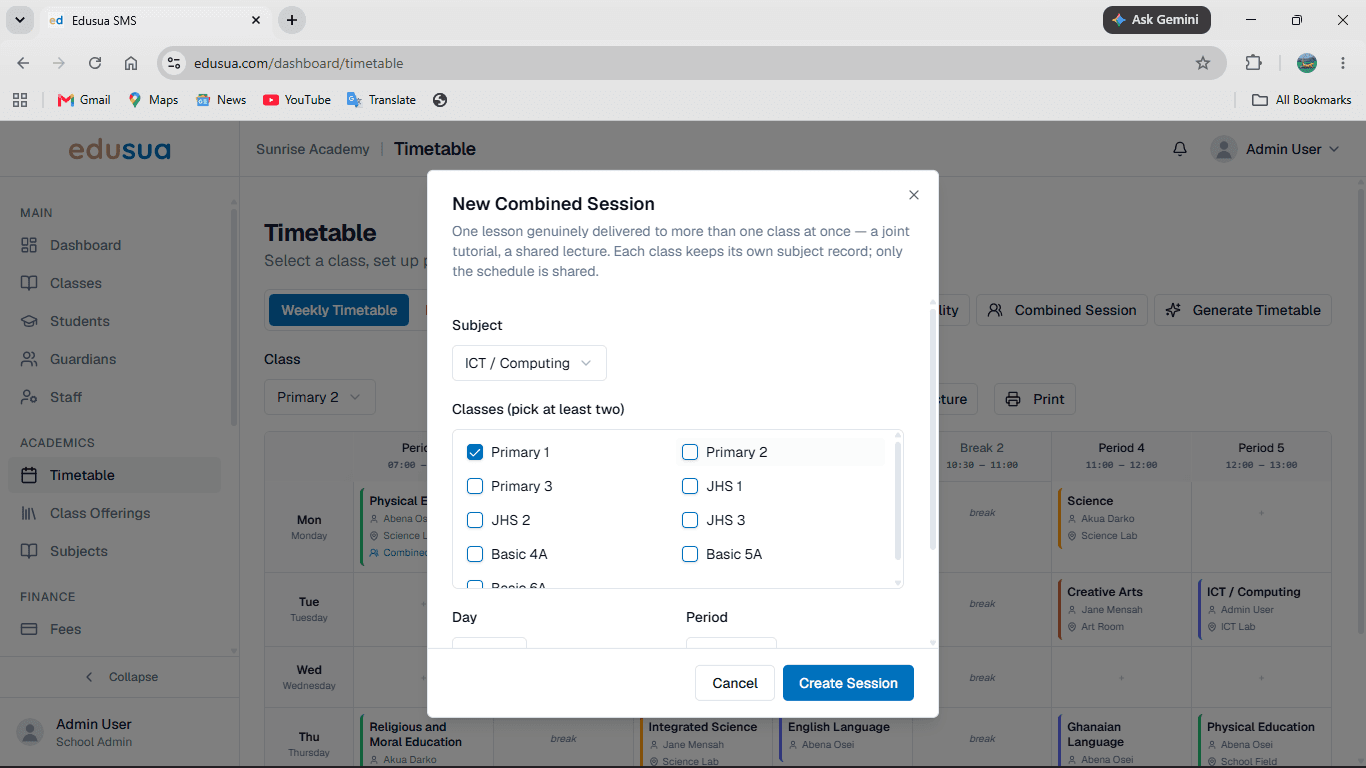 Step #5: Select the Primary 2 checkbox to include it in the combined session.