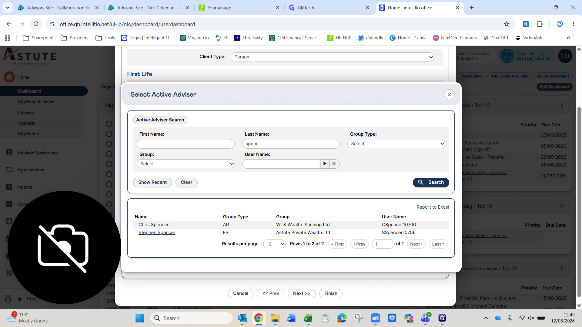 Step #5: Search for and select the appropriate adviser for this client.