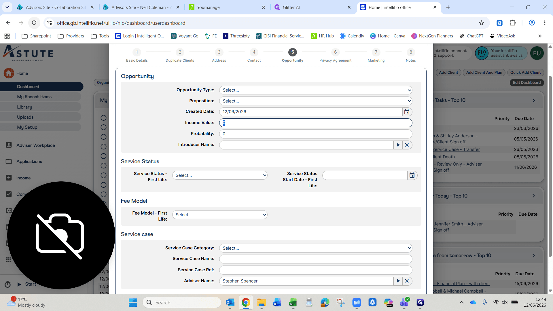 Step #12: Enter a rough estimate in the Income Value field.