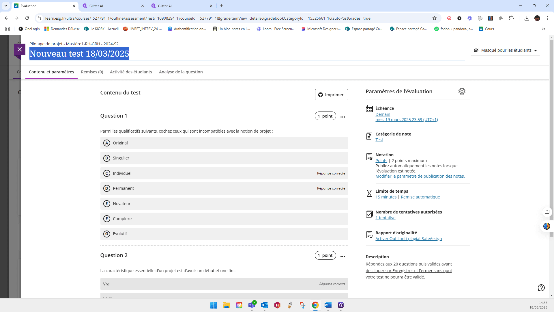 Step #48: Double-click on "Nouveau test 18/03/2025"