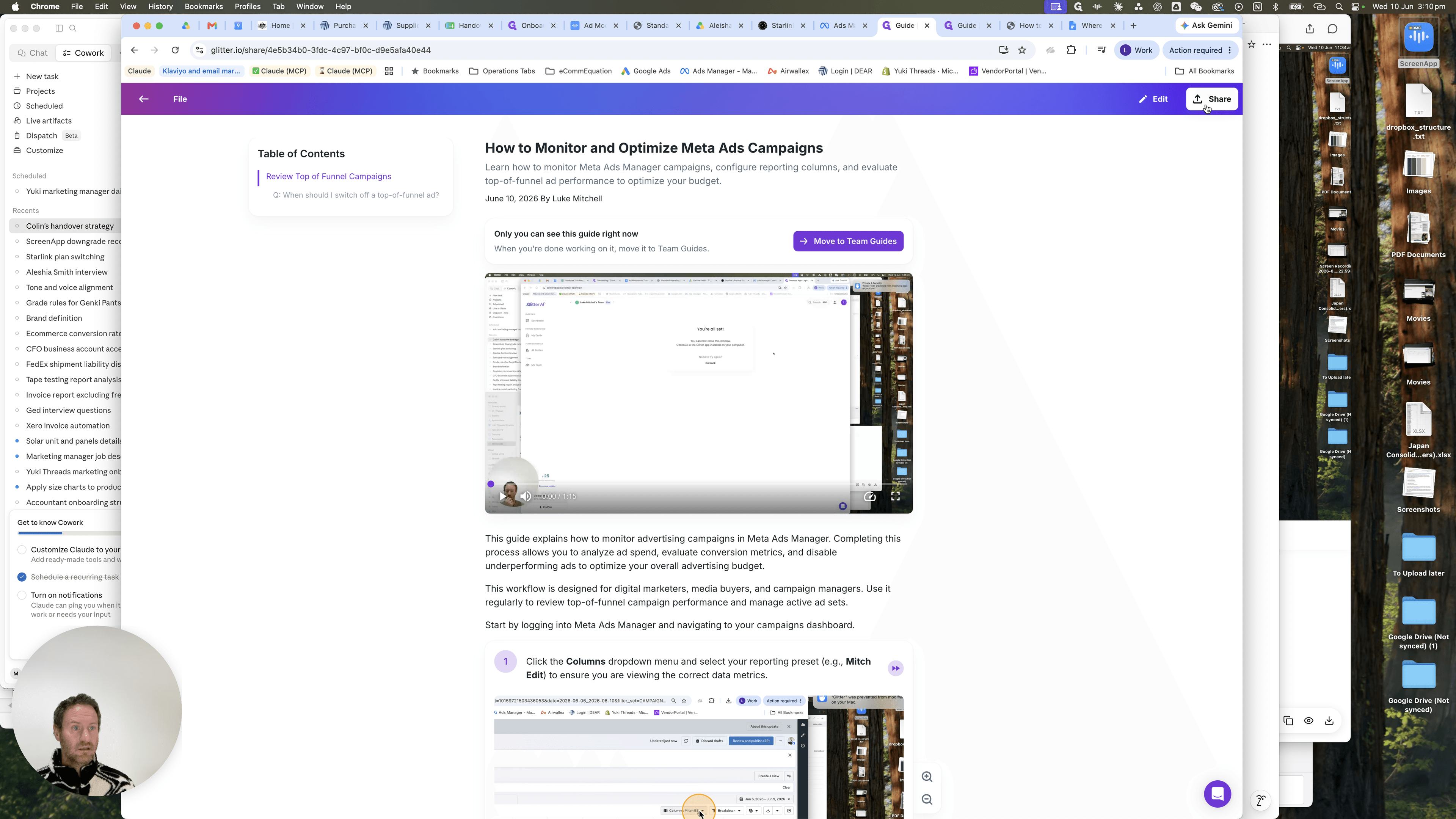Step #3: Click the Share menu on your finalized guide.