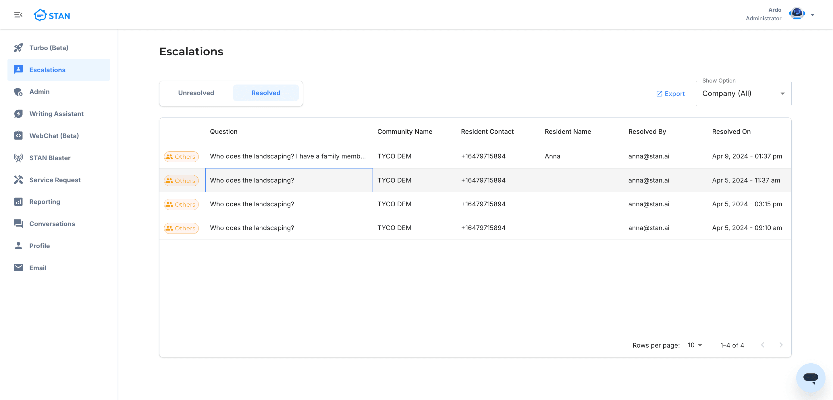Step #7: Click on a resolved escalation to review the question and the answer provided.