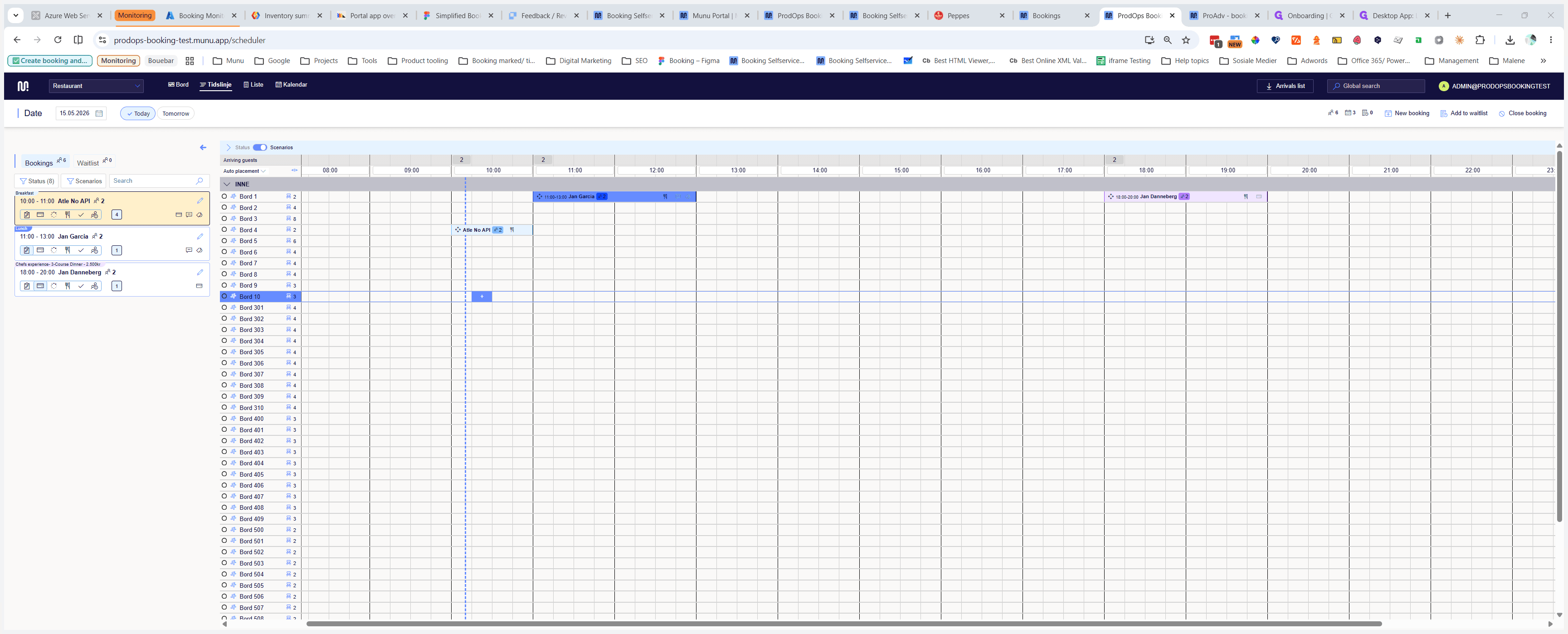 Step #1: Hover over an empty time slot for your desired table and click the + icon to open a new booking.