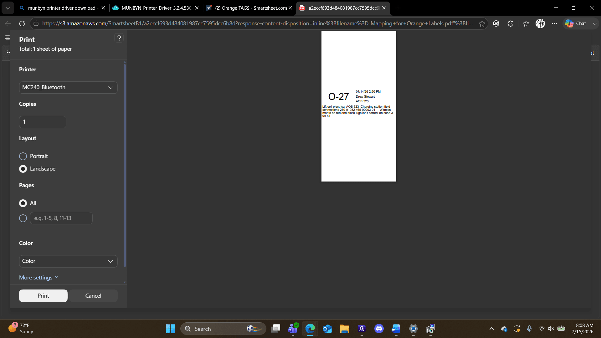 Step #15: Click the printer selection dropdown menu.
