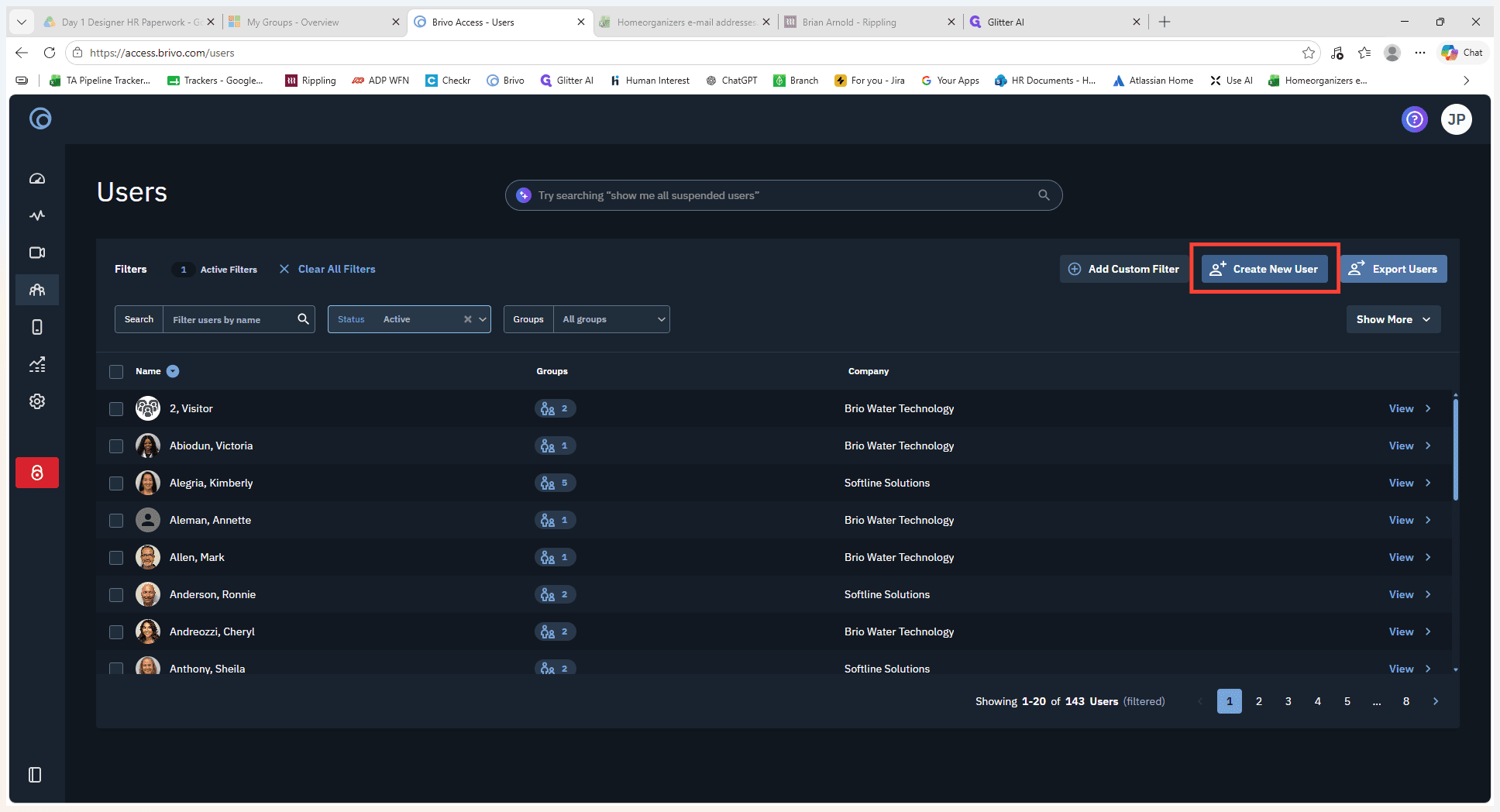 Step #2: Click the + Create New User button located in the top right corner.