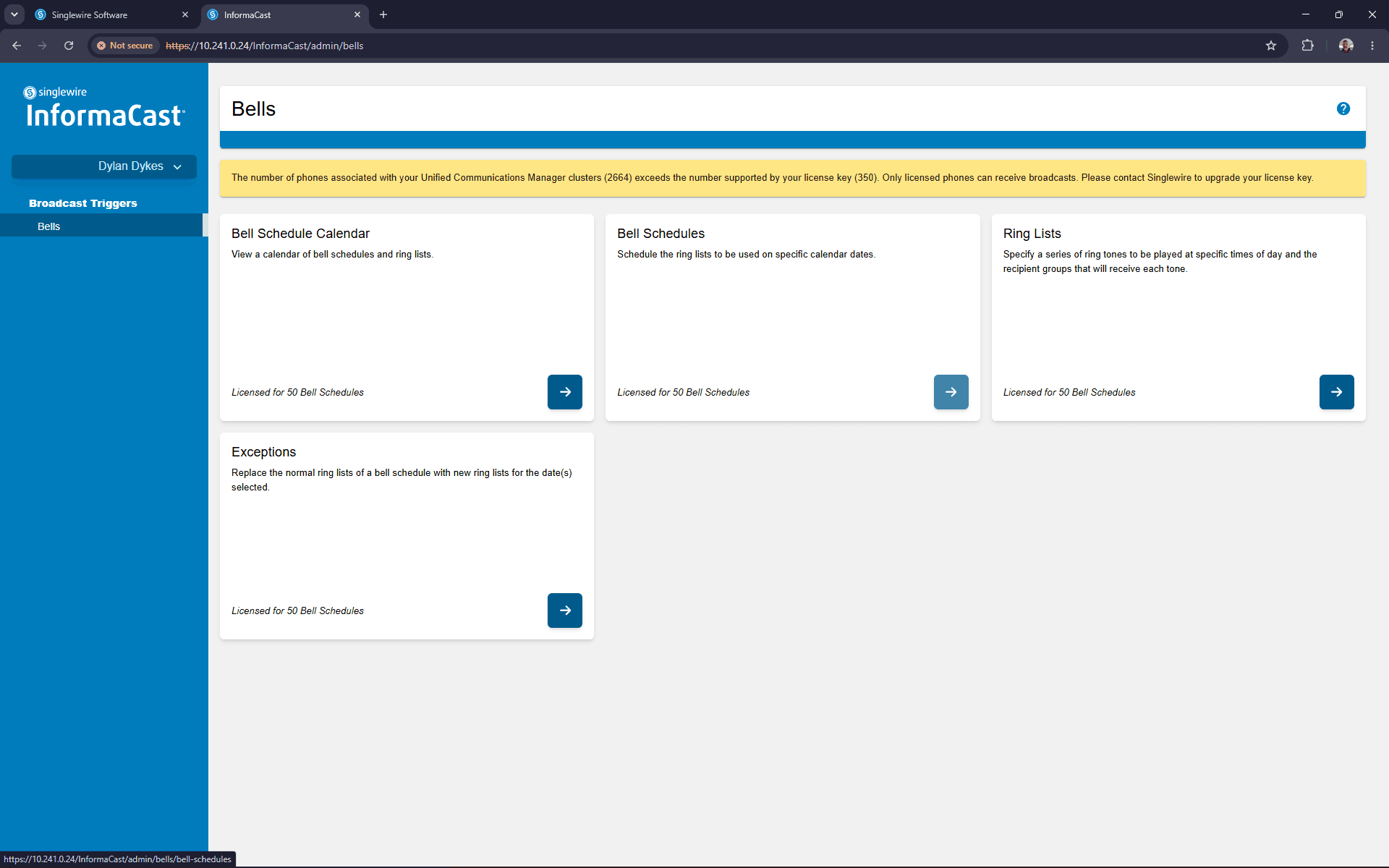 Step #5: Click the Bell Schedules card from the Bells dashboard.