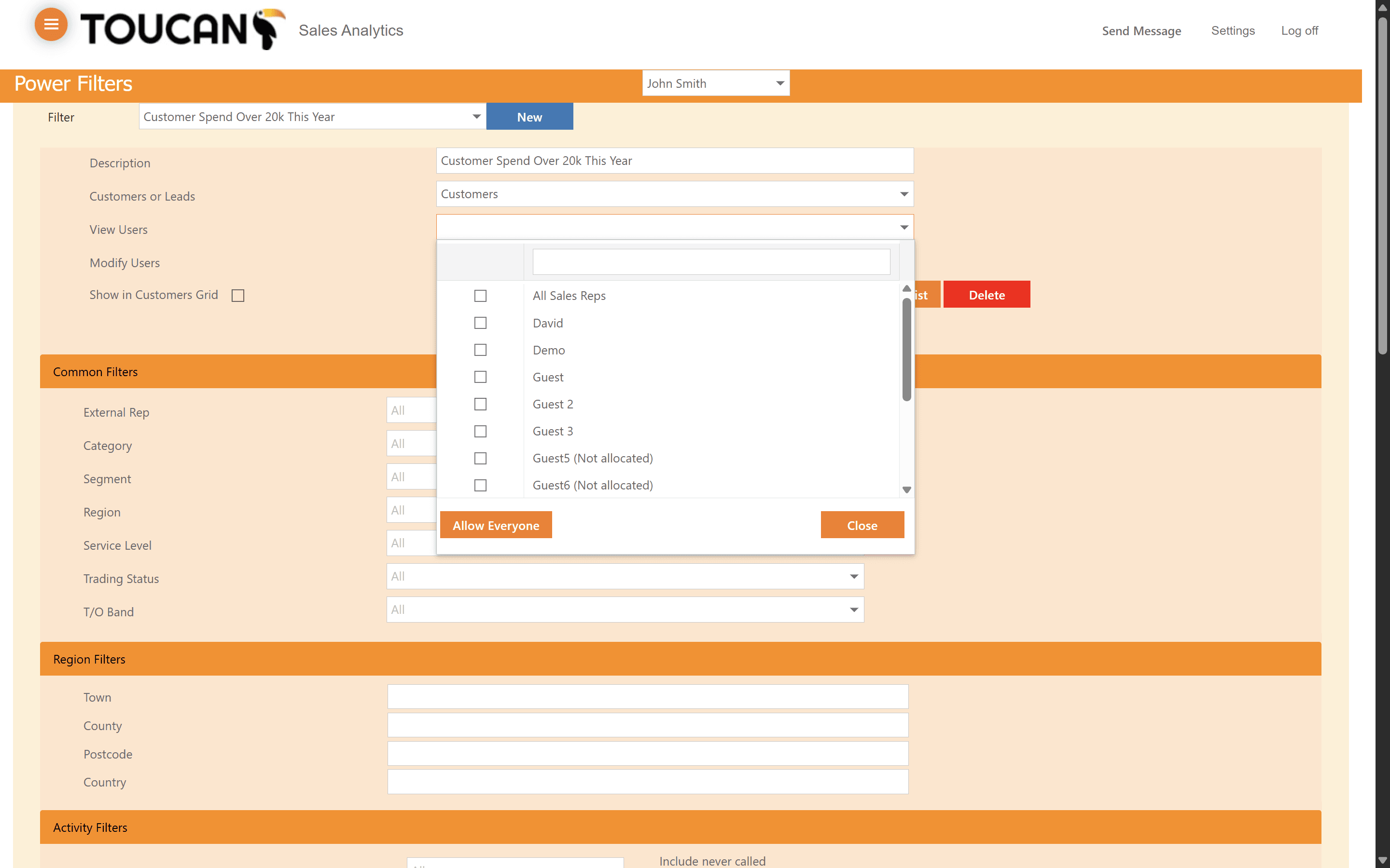 Step #3: Click the View Users dropdown to specify which team members can access this filter. Select individuals or entire groups.