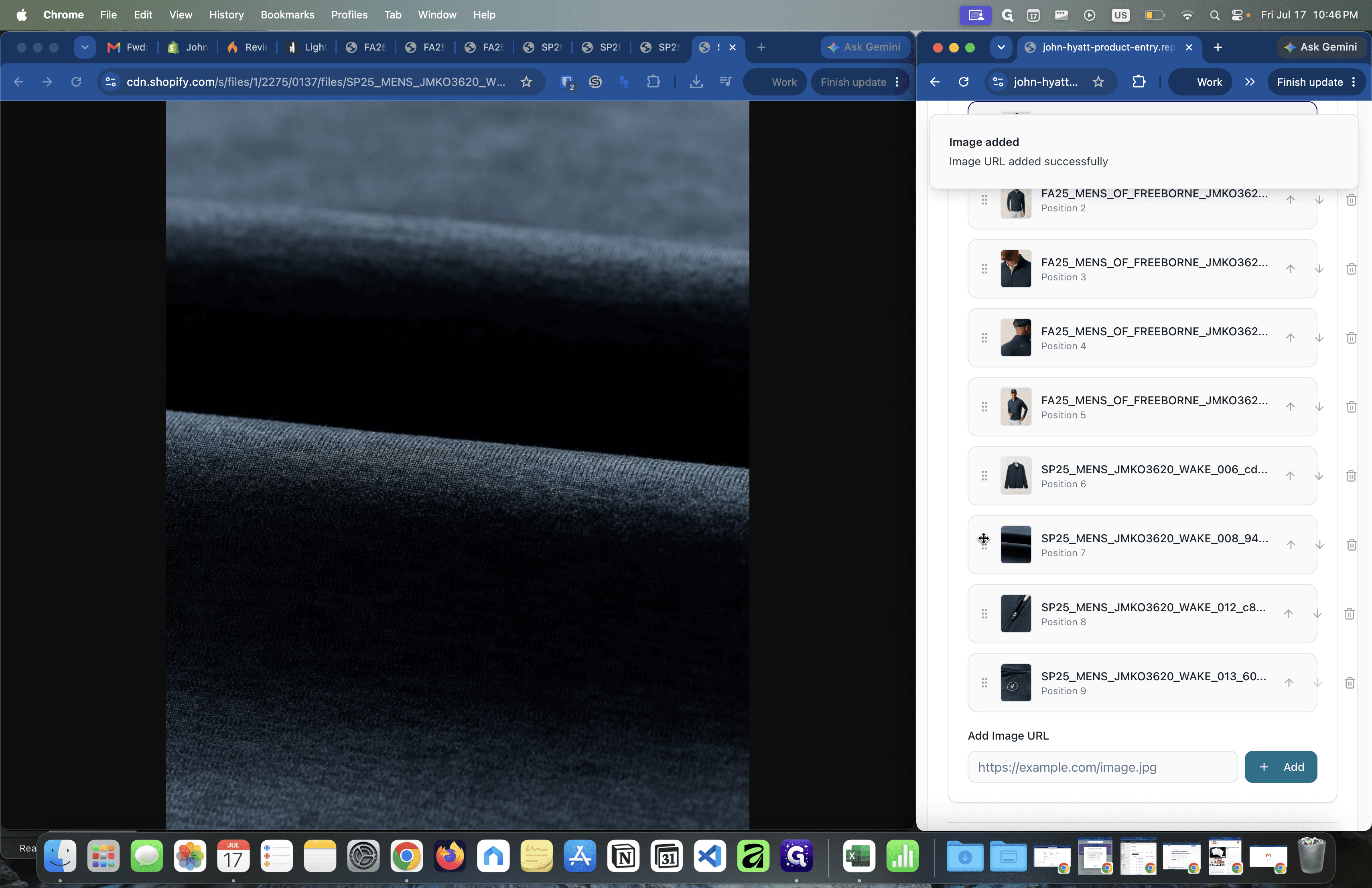 Step #25: Upload images in the same order as they appear on the vendors site. If needed, click and drag the handle next to any uploaded image to reorder the sequence.