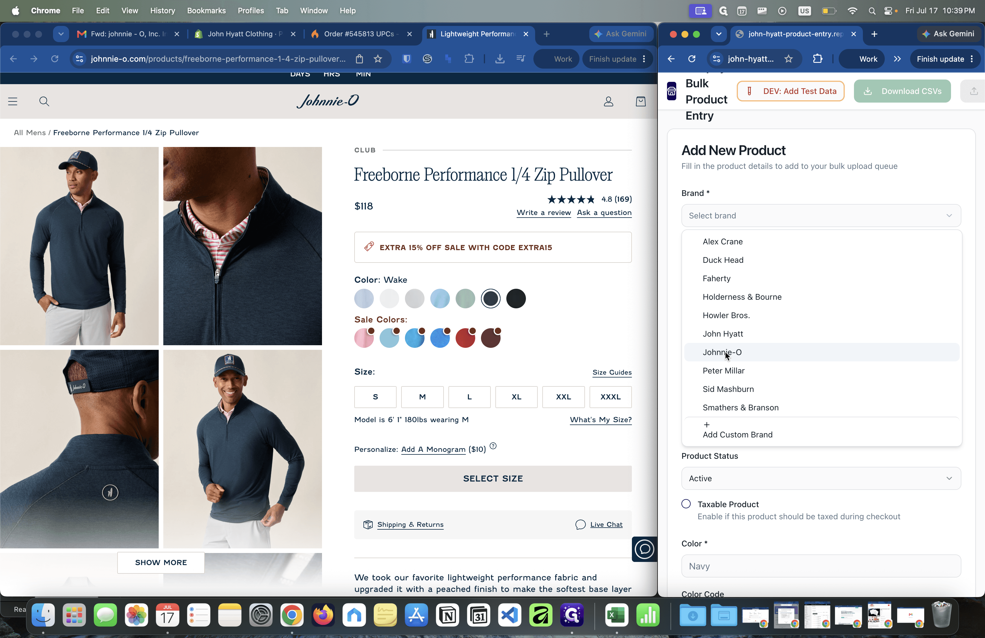 Step #5: Select the Brand (e.g., Johnnie-O) from the dropdown.