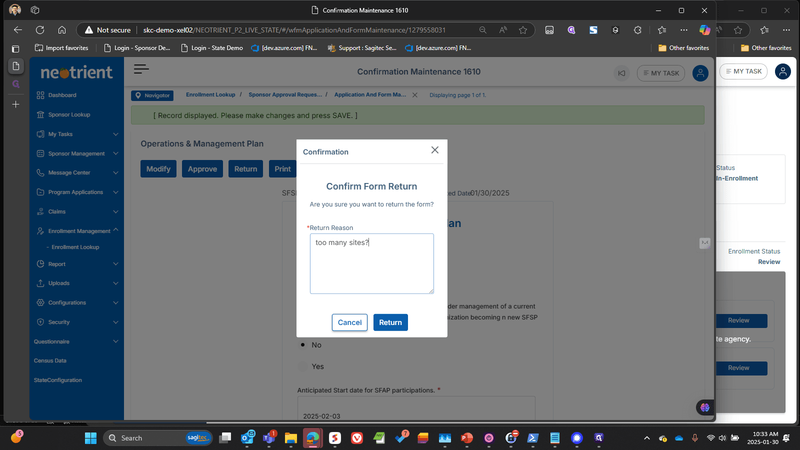 Step #14: Click on "Return"