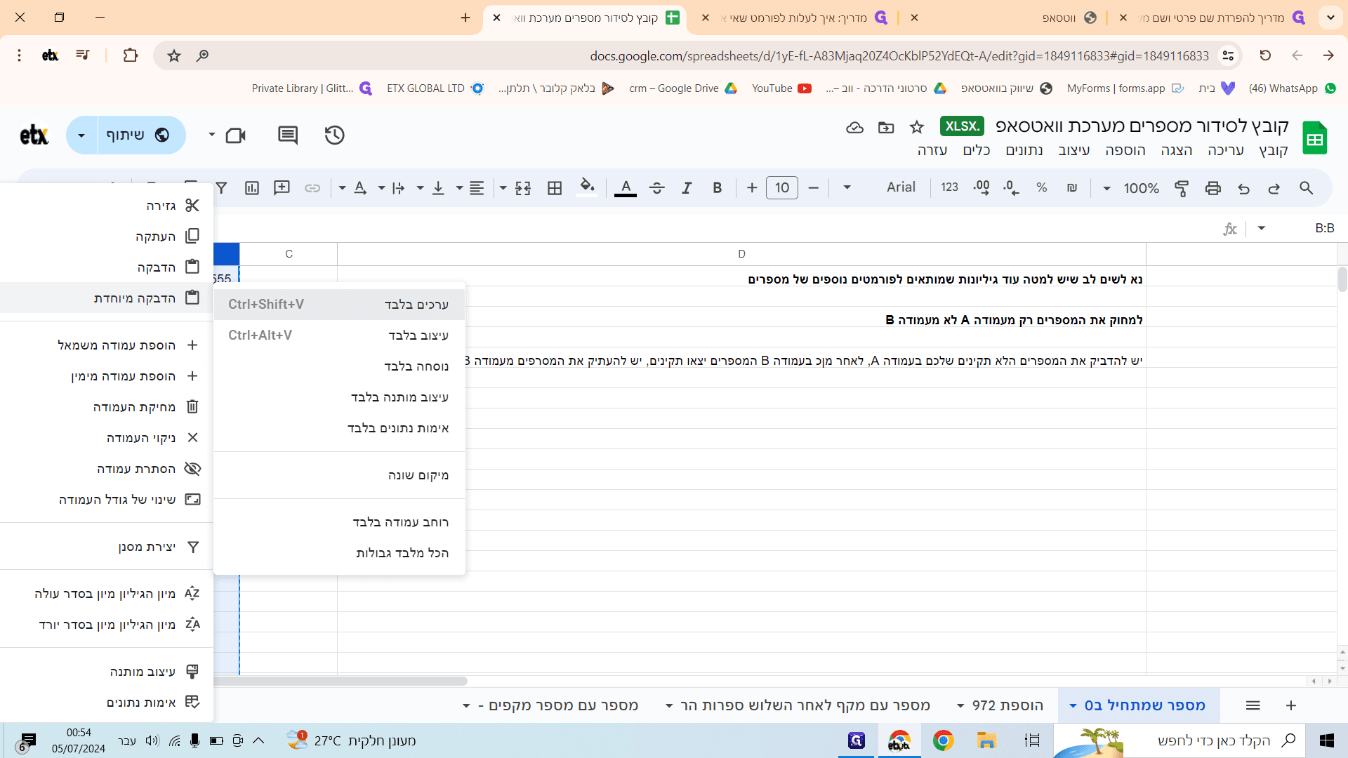 Step #9: לחצו על "ערכים בלבד"