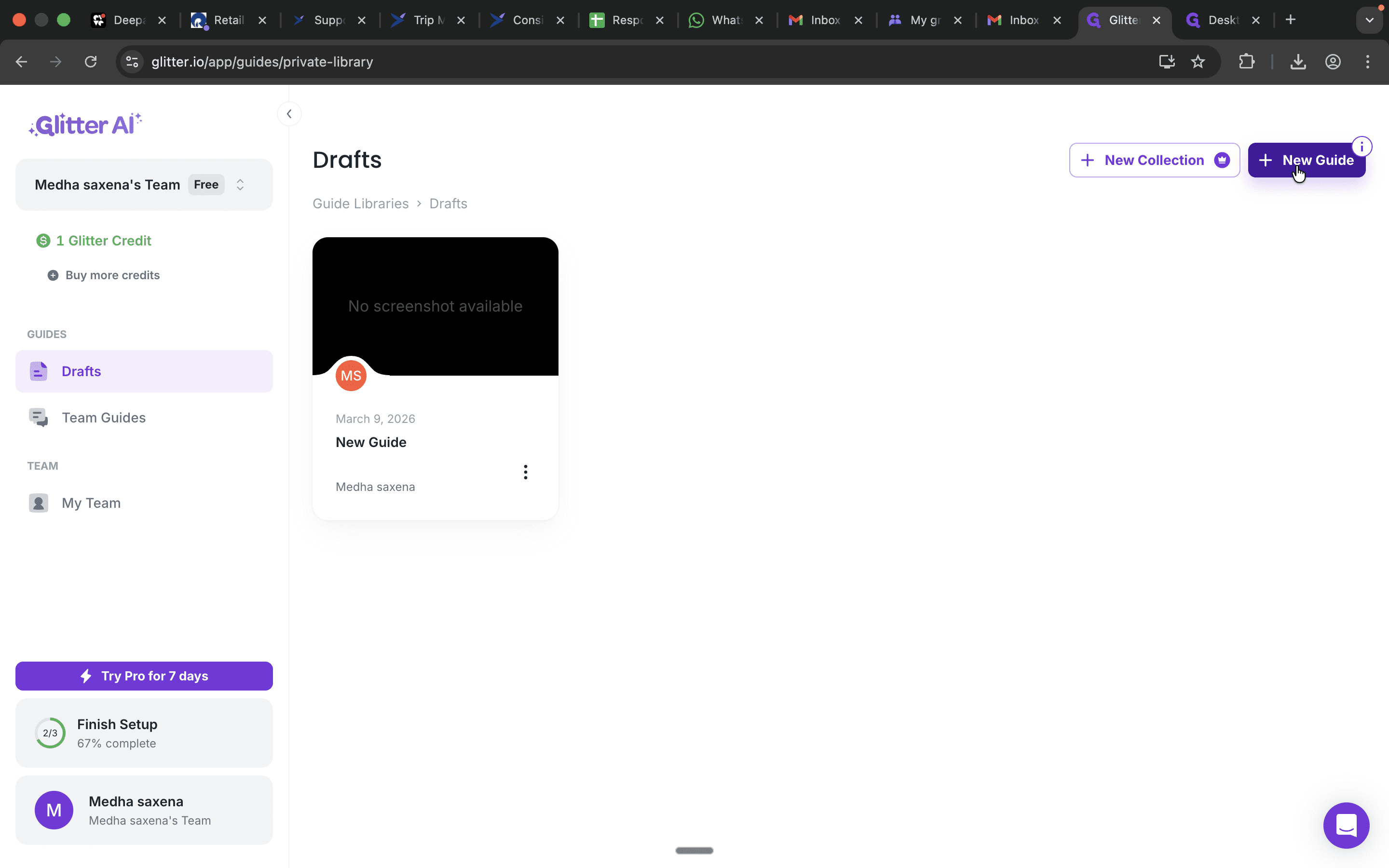 Step #2: Click on "+ New Guide"