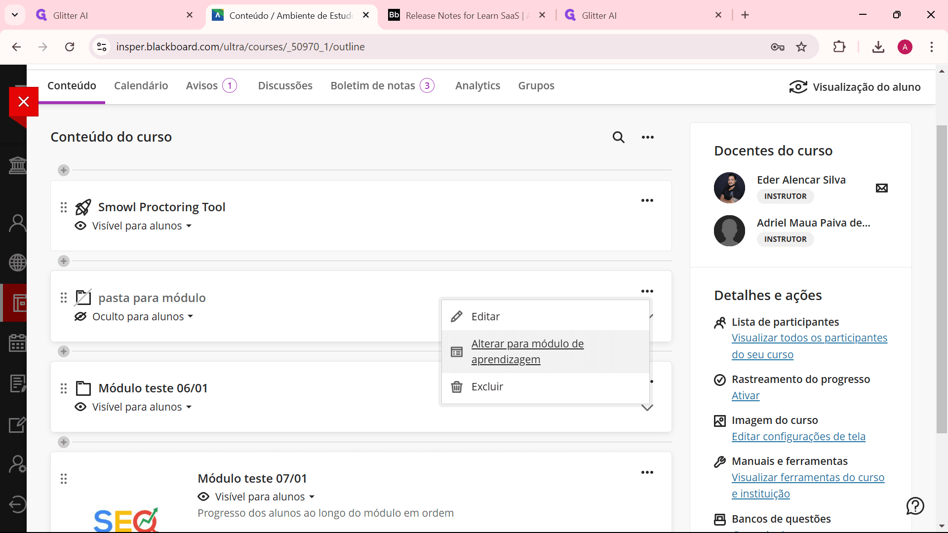 Step #4: Click on "Alterar para módulo de"