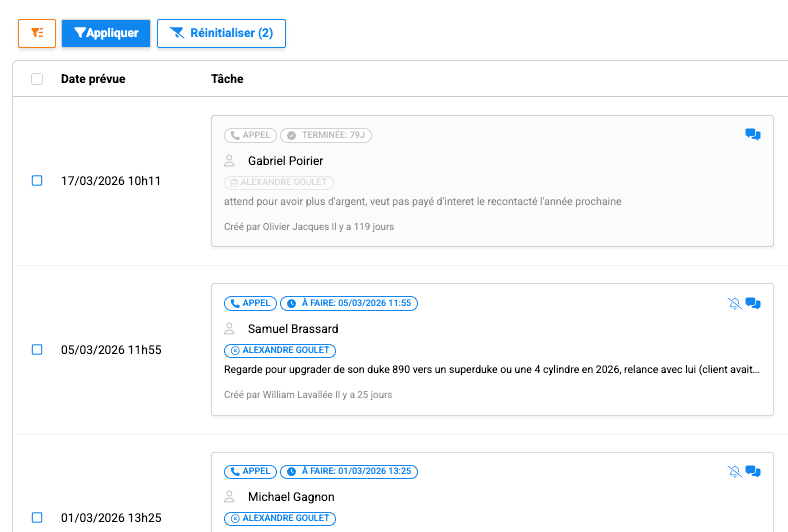 Step #10: Pour revenir à la liste complète des tâches appuyez sur "Réinitialiser" pour réinitialiser les filtre