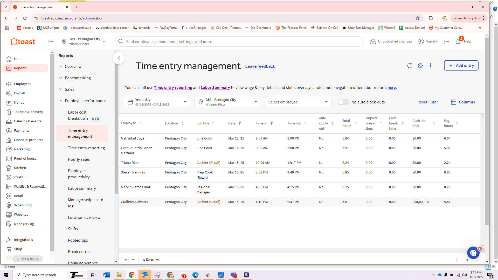 Step #6: Select the employee who's tips need adjusted.