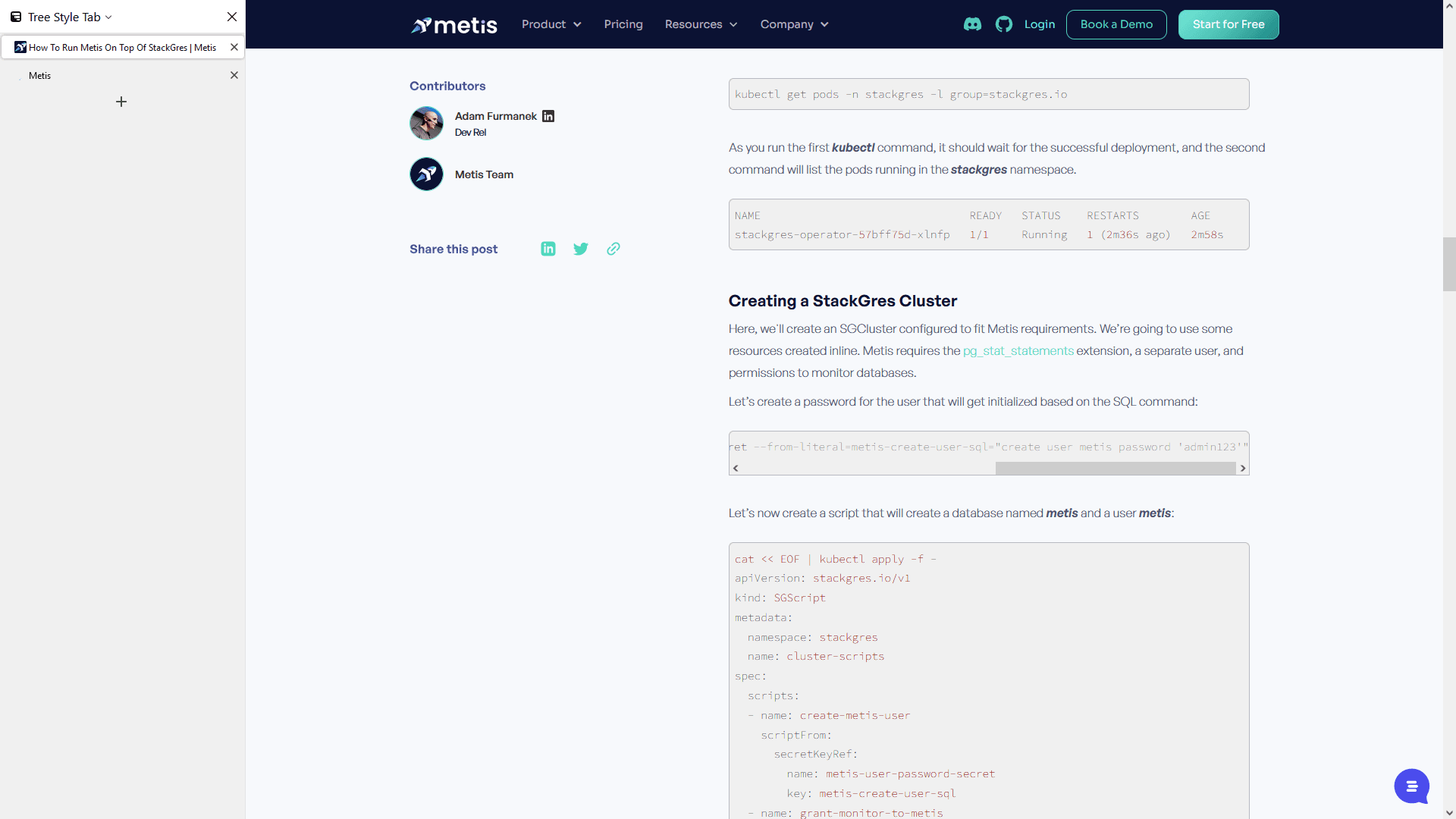Step #31: Click "eate - user - sql = " create user metis password"