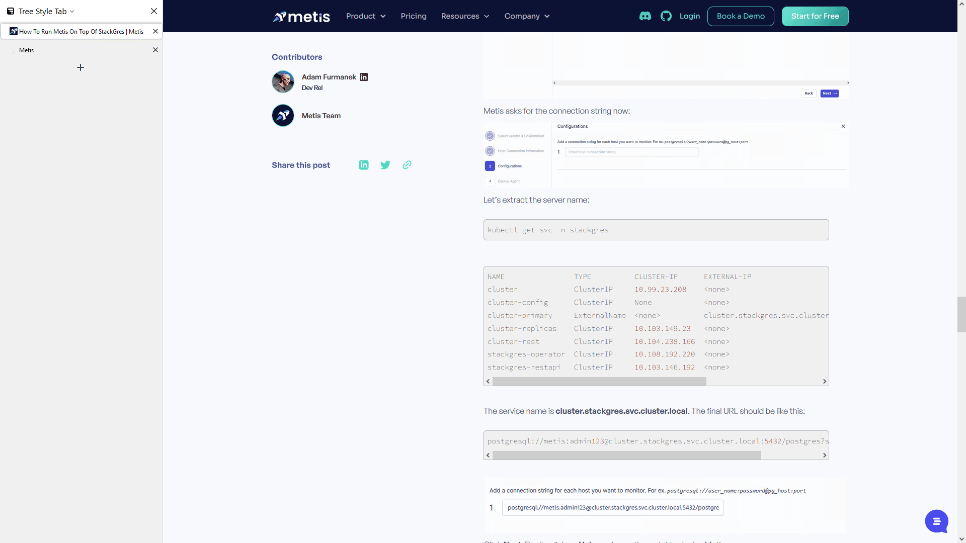 Step #110: Click "kubectl get svc -n stackgres"