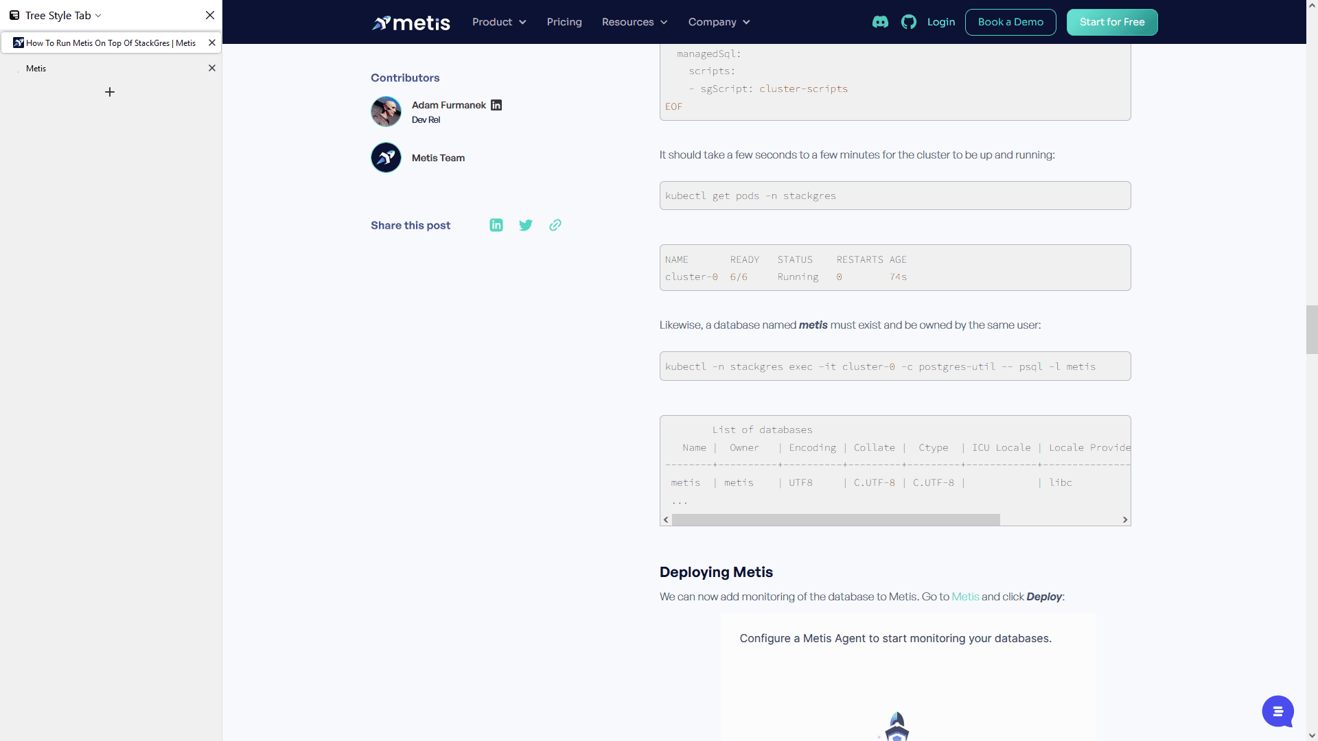 Step #85: Click "kubectl -n stackgres exec -it"