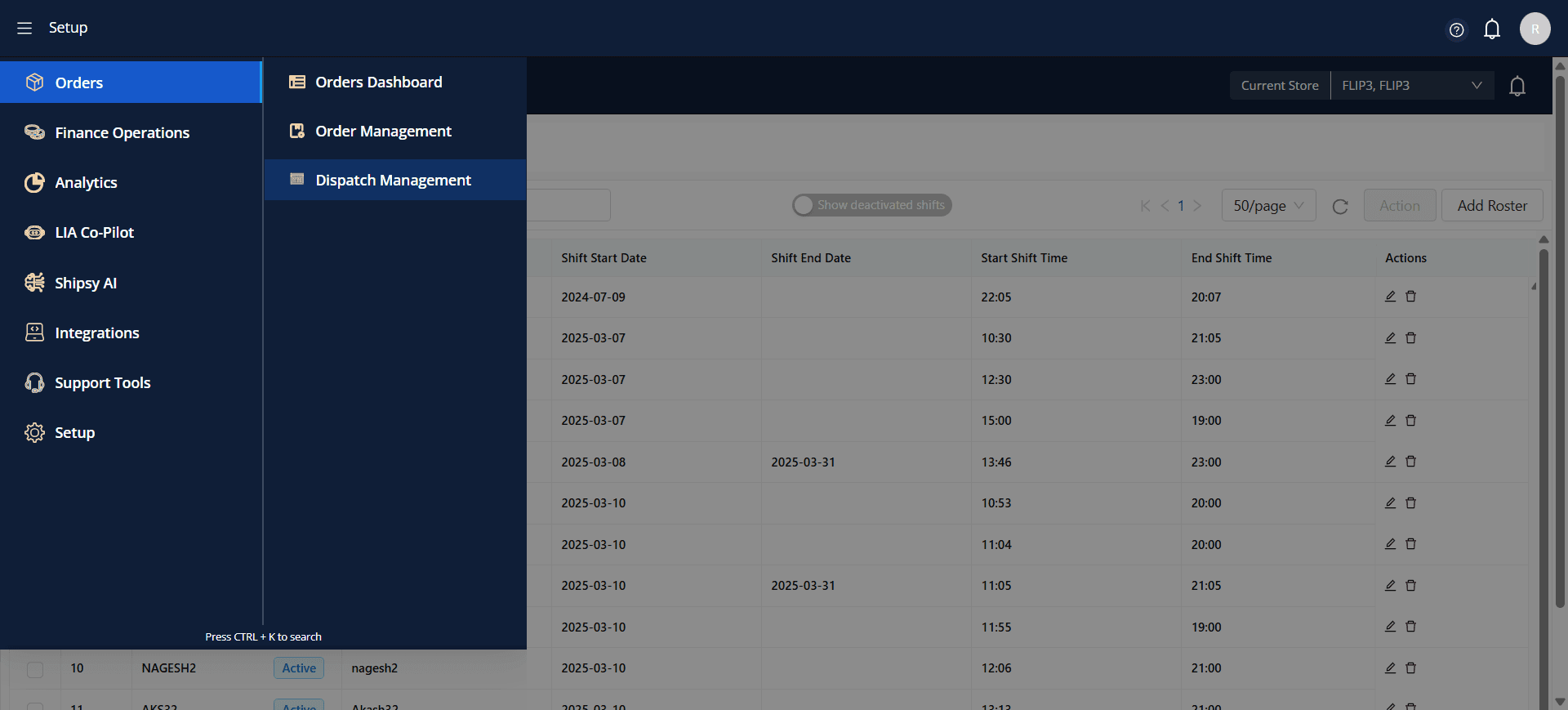 Step #36: select "Dispatch Management" from the menu.