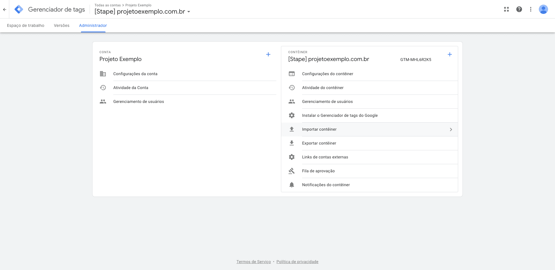 Step #26: Clique em "Importar contêiner"