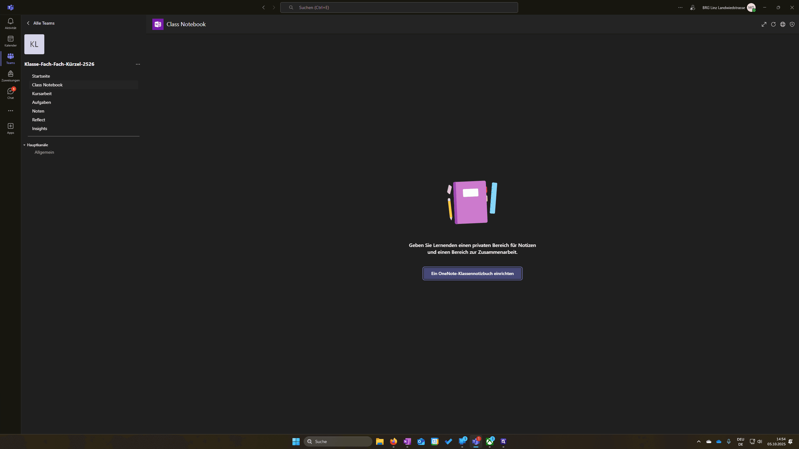 Step #2: Klicken Sie auf "Ein OneNote - Klassennotizbuch einrichten"