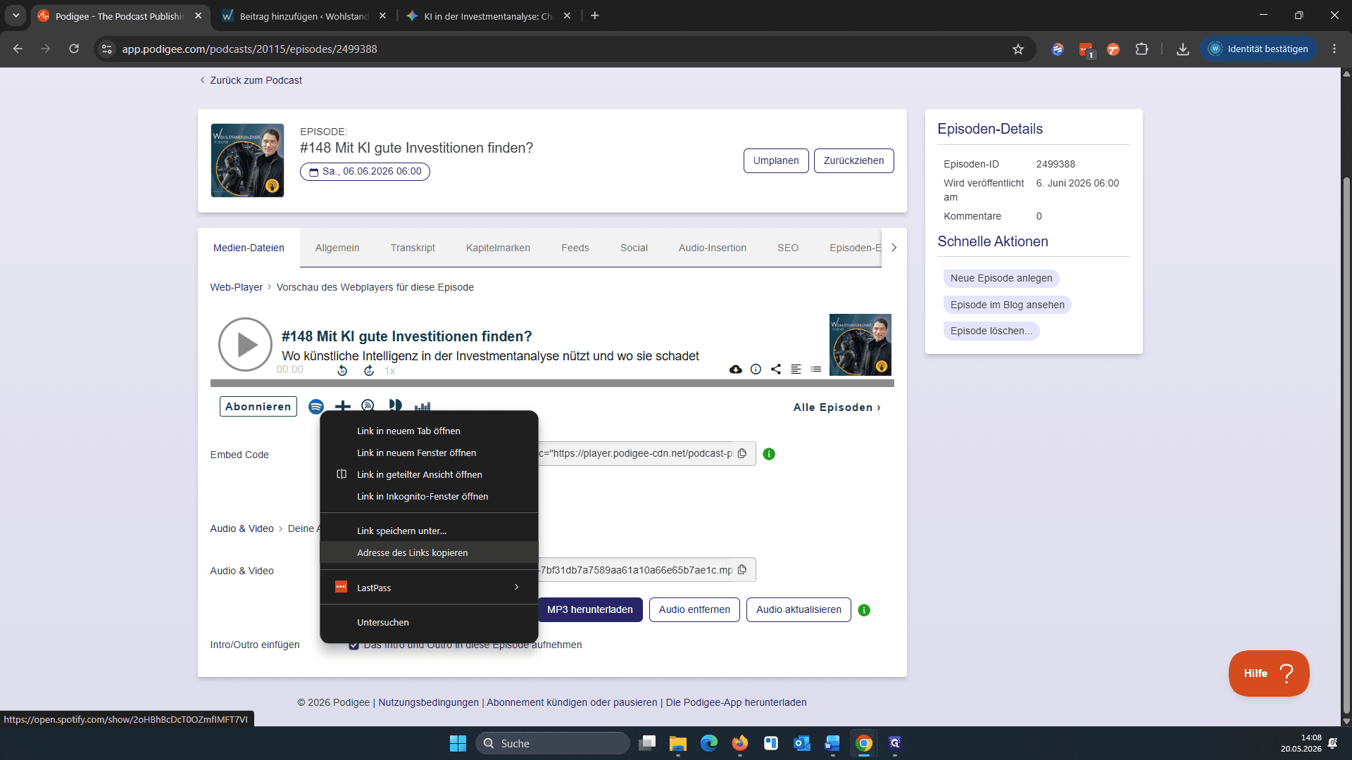 Step #11: Wählen Sie Adresse des Links kopieren aus dem Kontextmenü.