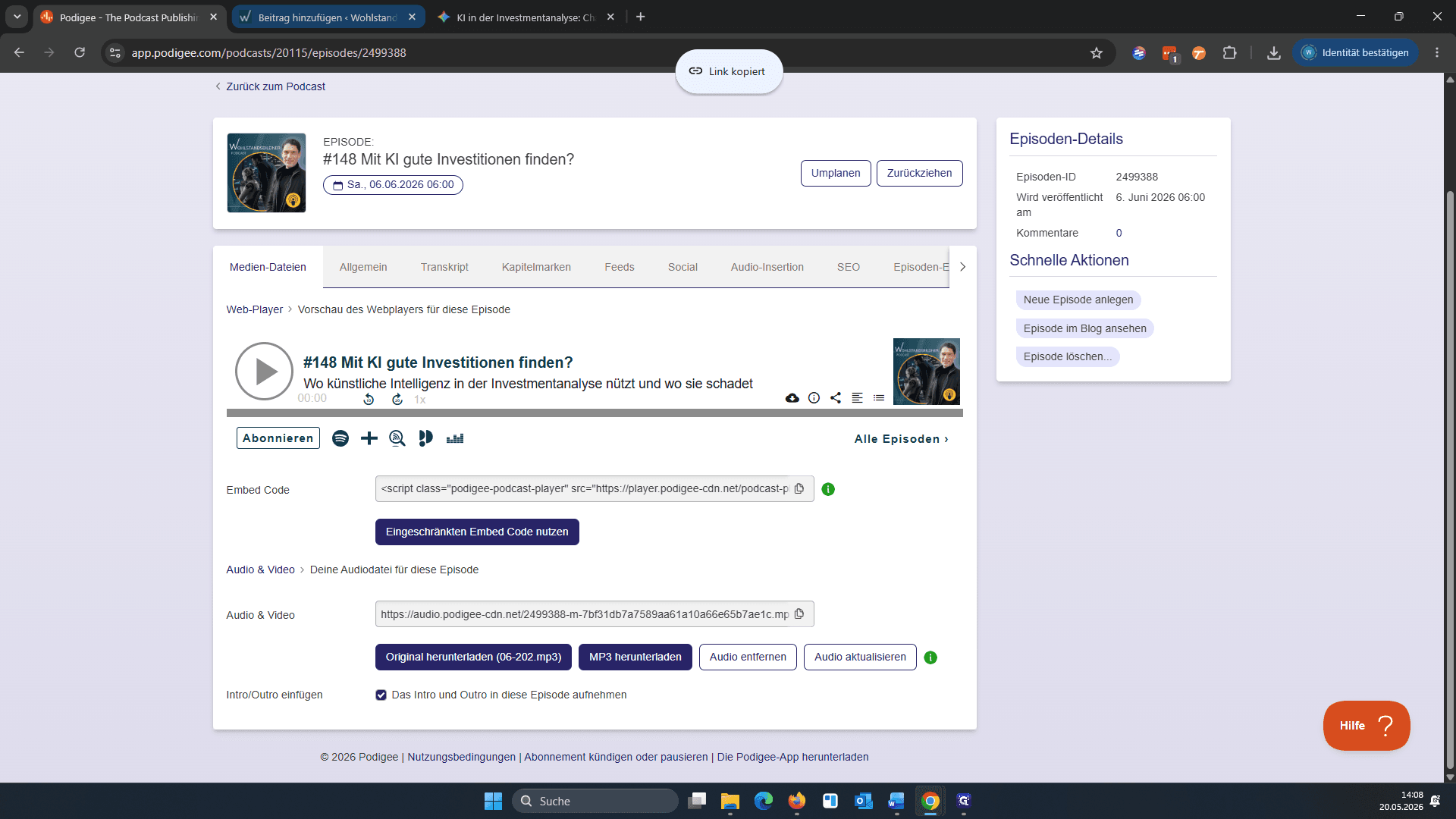Step #12: Klicken Sie im WordPress-Editor in das entsprechende Eingabefeld für die jeweilige Plattform.