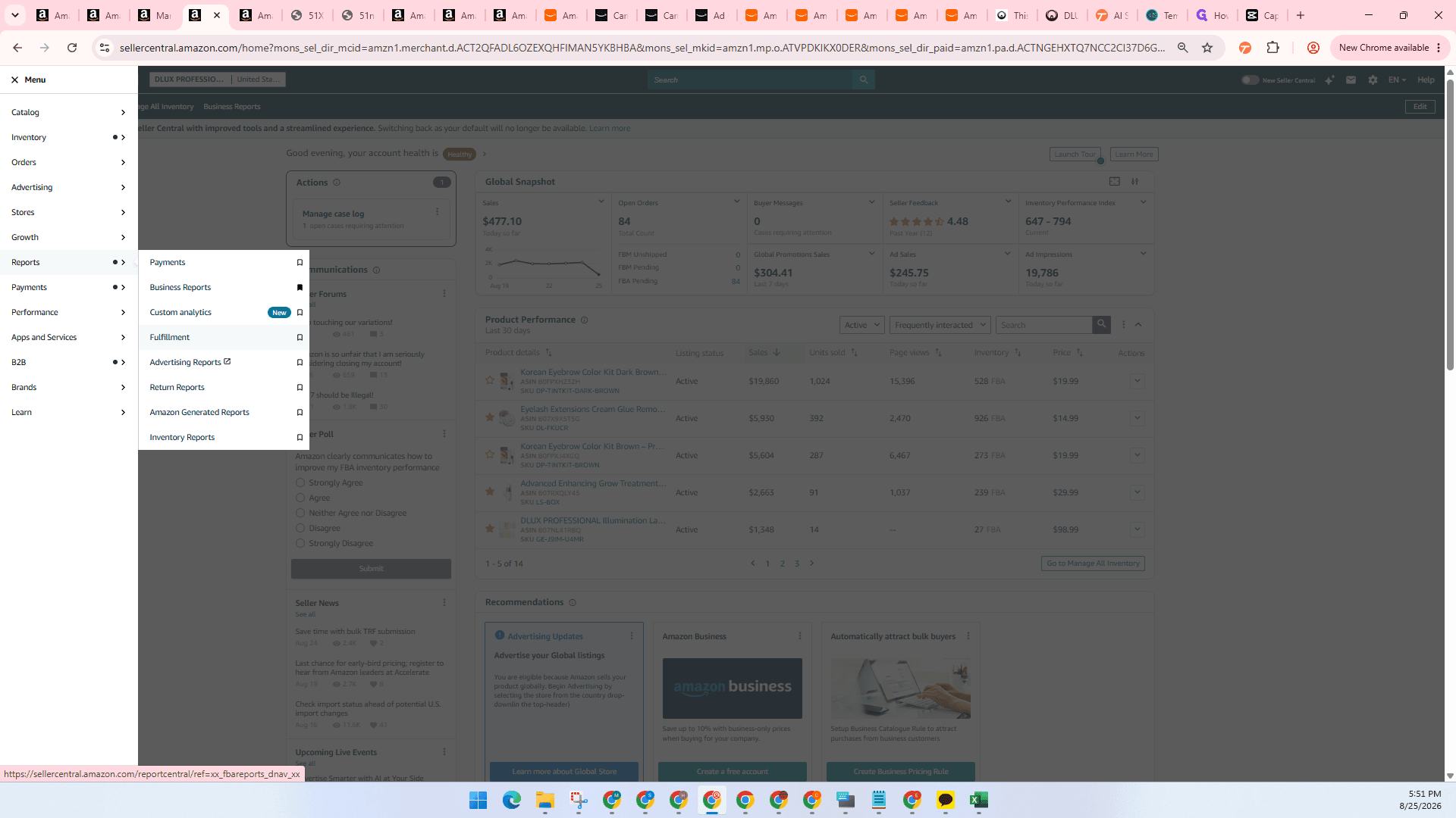 Step #22: Select Fulfillment under the Reports menu.