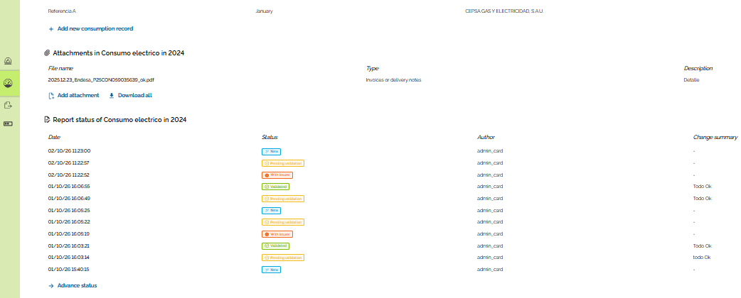 Step #2: Click "Advance status" to continue.