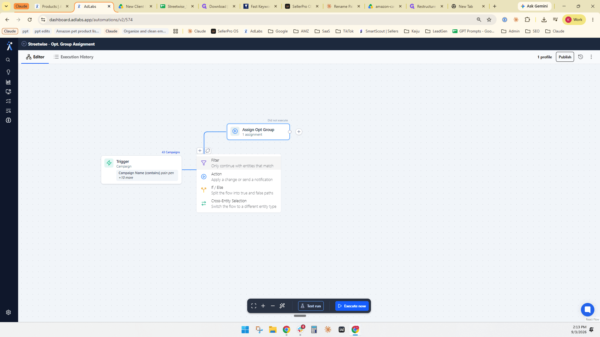 Step #26: Click Filter to create a conditional branch.
