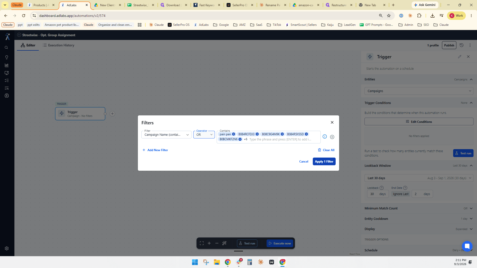 Step #21: Click Apply 1 Filter.
