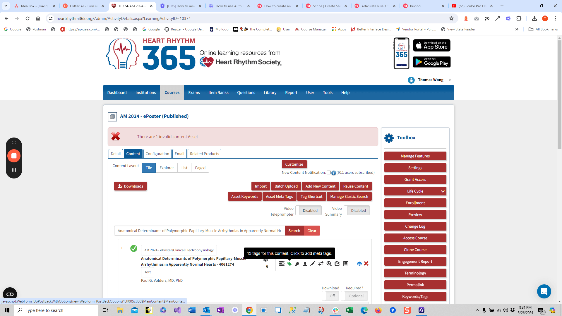 Step #7: Click on the "tag" icon to bring up the meta tag management interface.