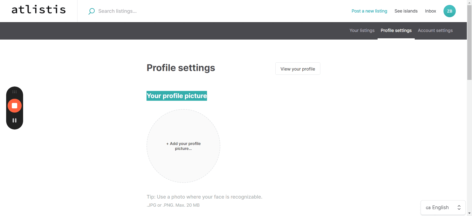 Step #2: Click "Profile settings"
