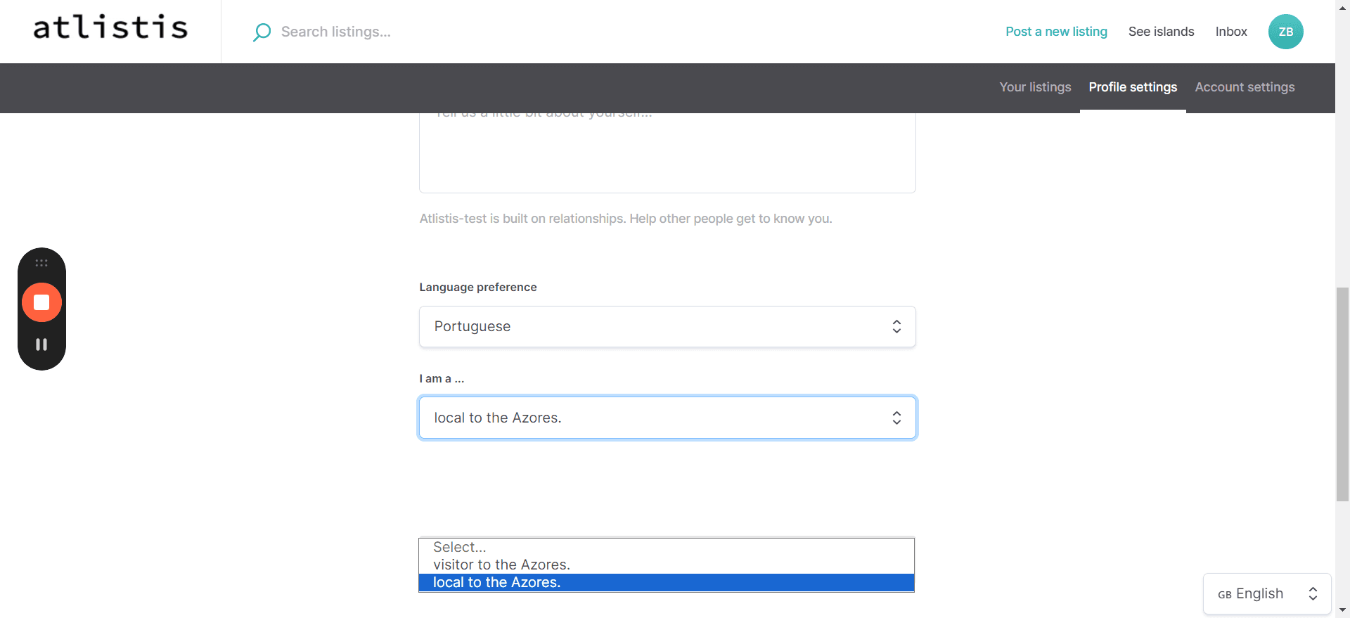 Step #9: Click "Portuguese"