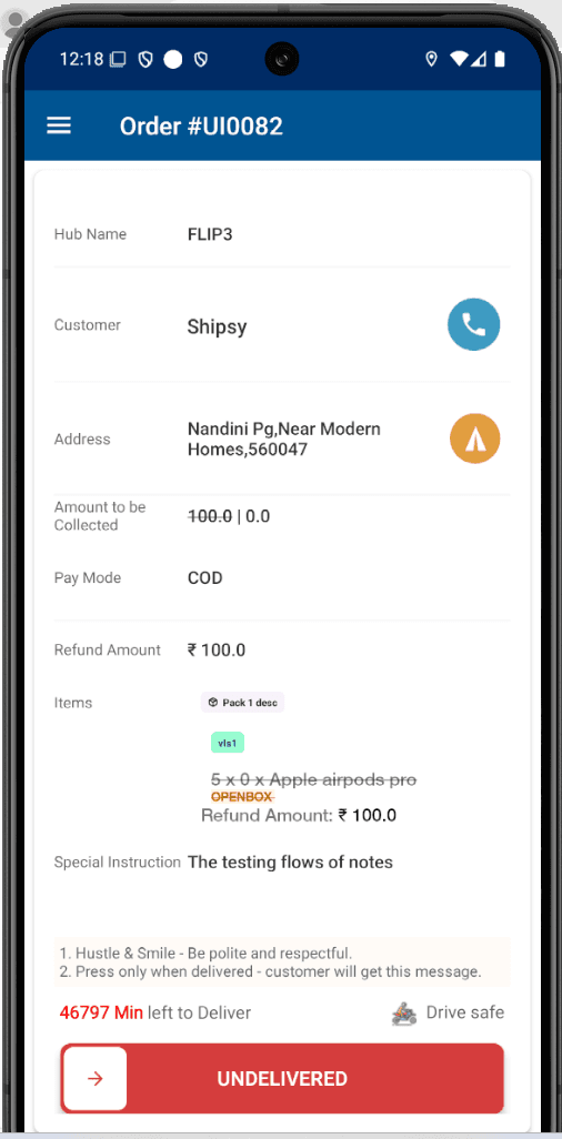 Step #5: Order Undelivered - Refund Processed