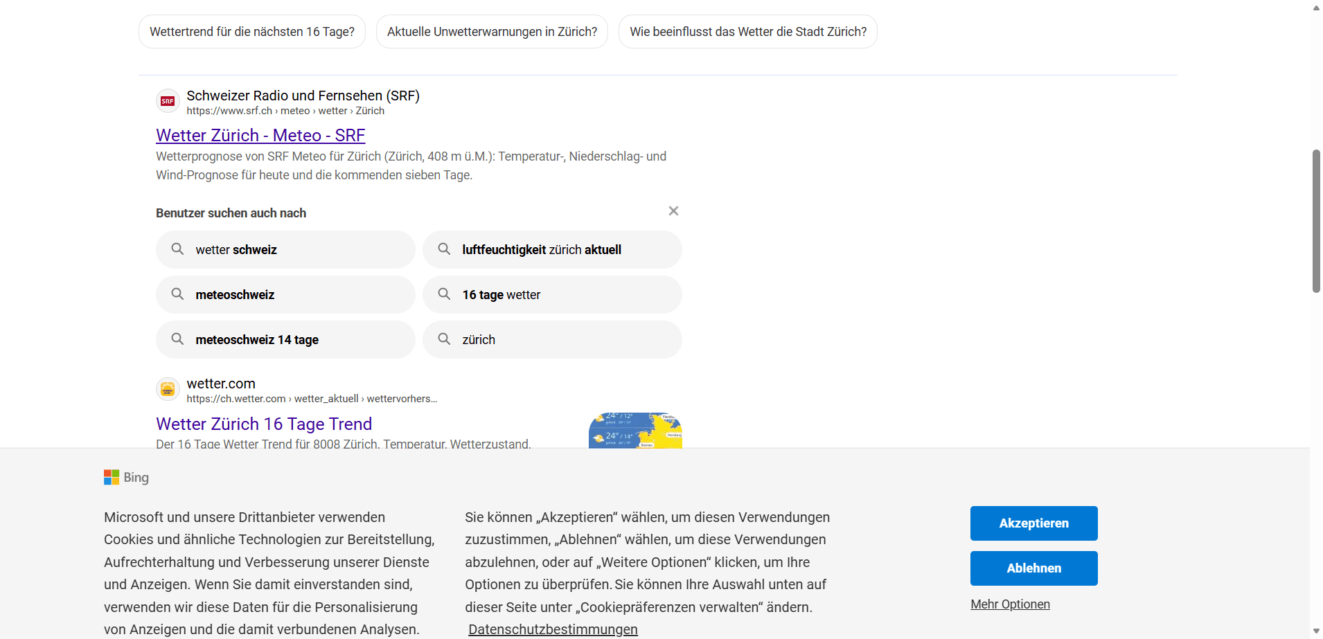 Step #1: Klicken Sie auf "https://www.srf.ch > meteo > wetter > Zürich"