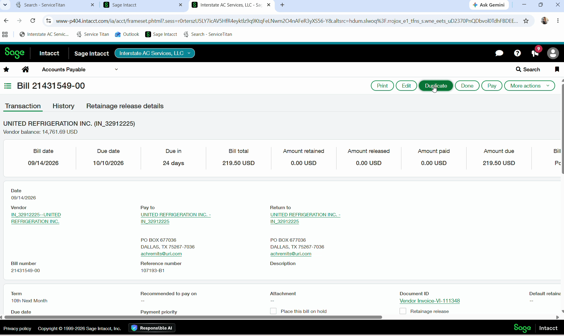 Step #2: Click Duplicate in the action toolbar.