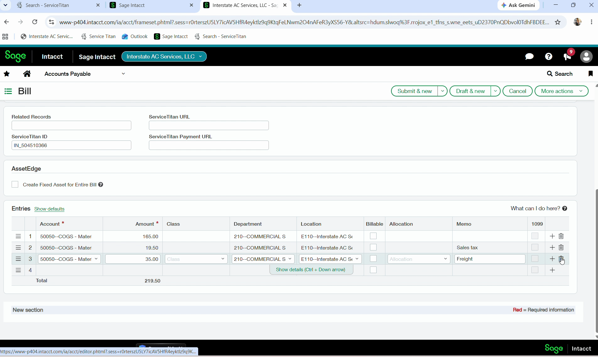 Step #1: Delete extra lines, such as sales tax and freight, leaving only one entry row.