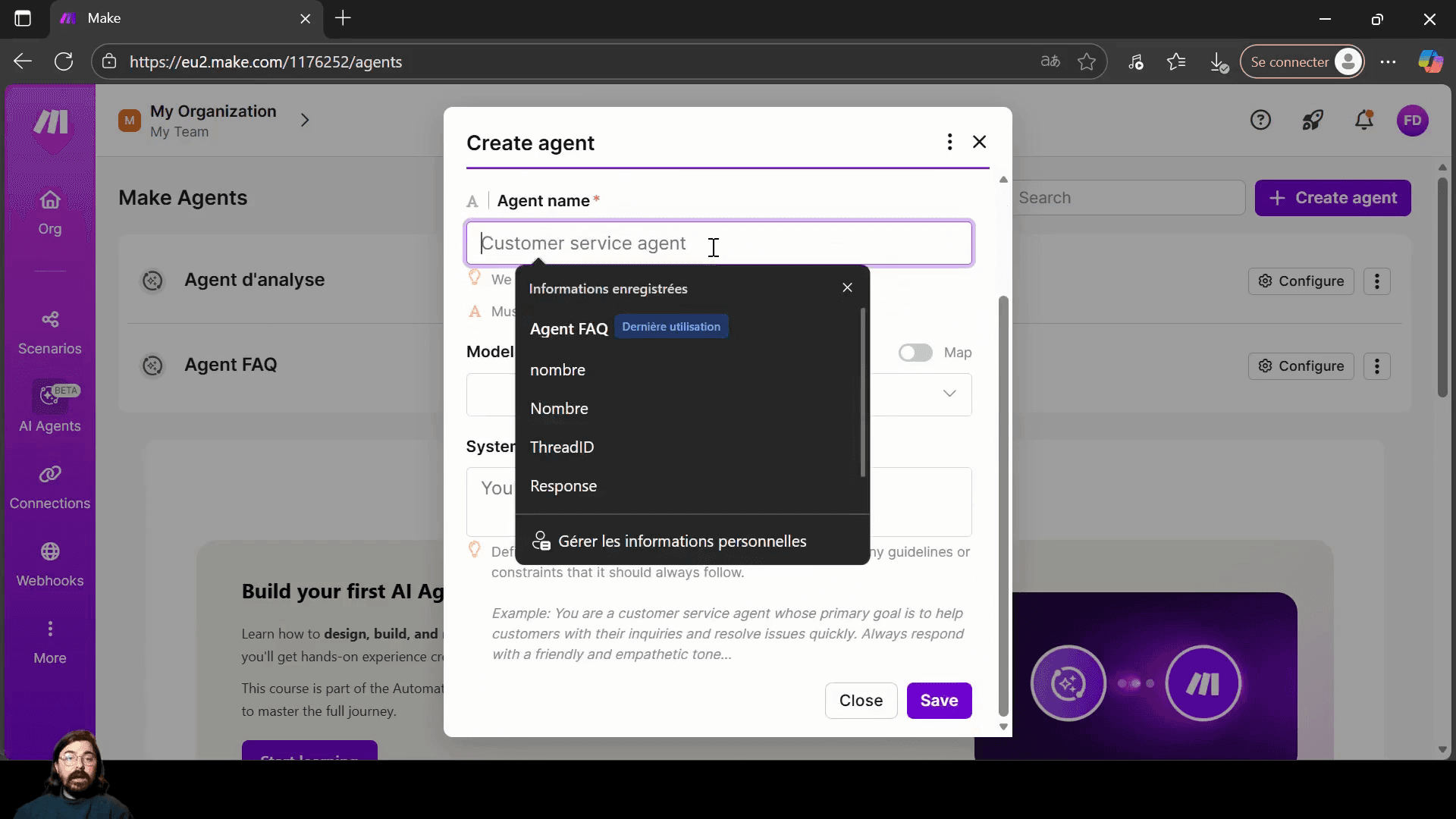 Step #3: Cliquez sur le champ Nom de l'agent.