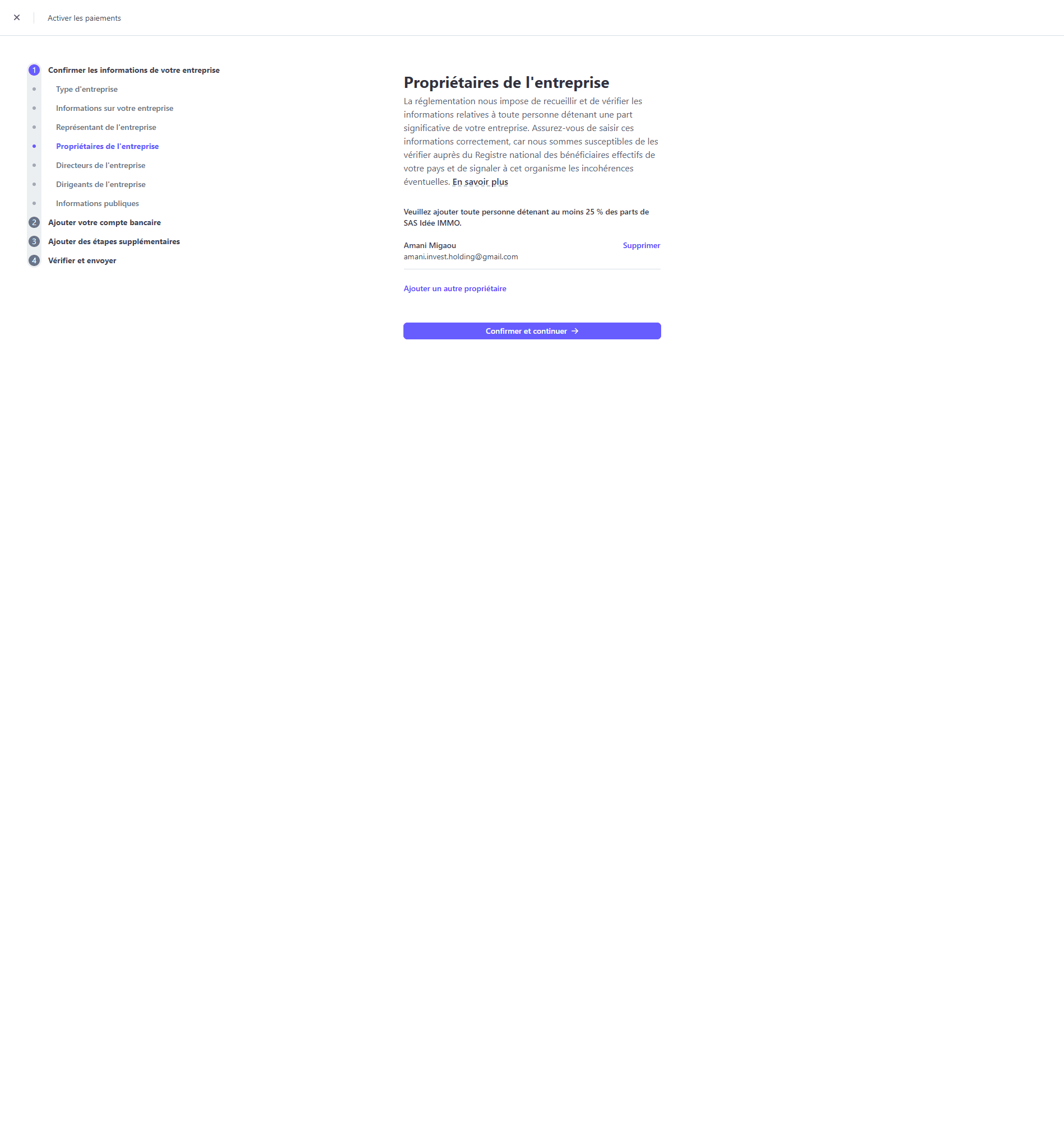 Step #64: Click on "Représentant de l'entreprise"
