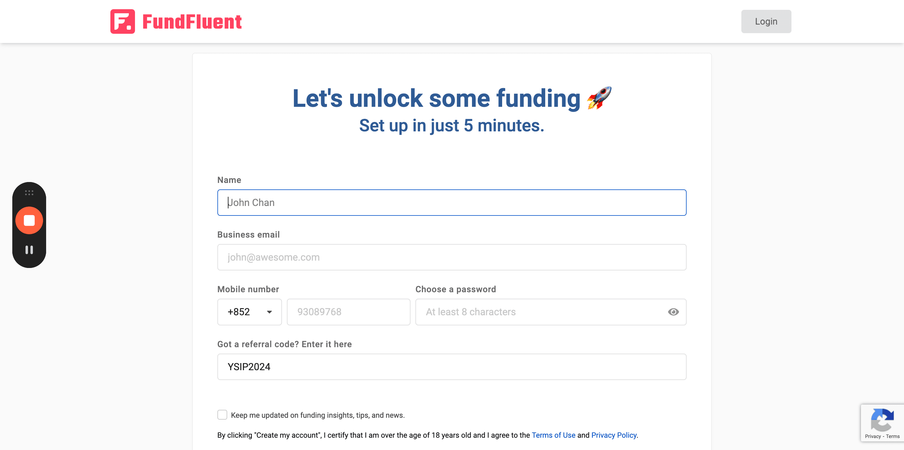 Step #2: User goes through the registration journey