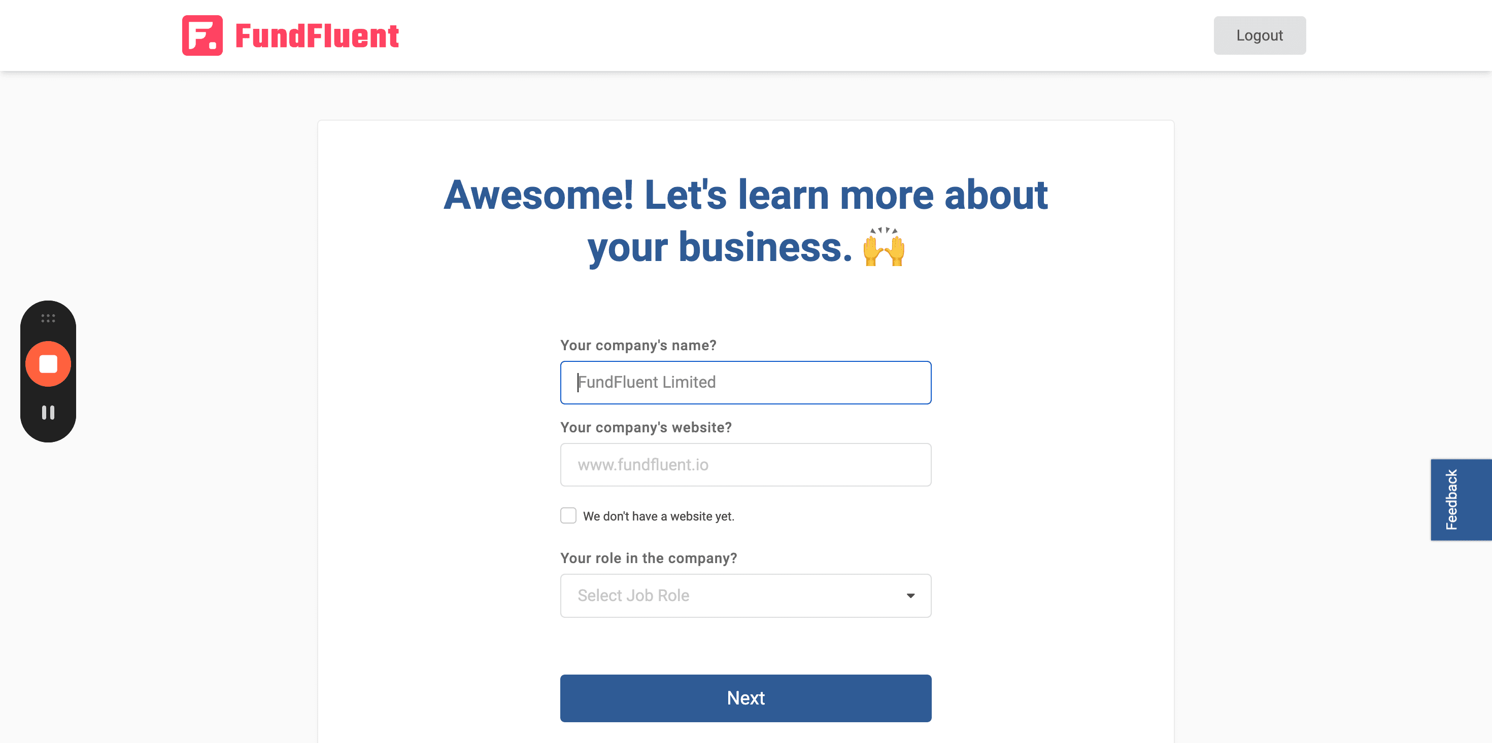 Step #7: User fills out basic info on the business