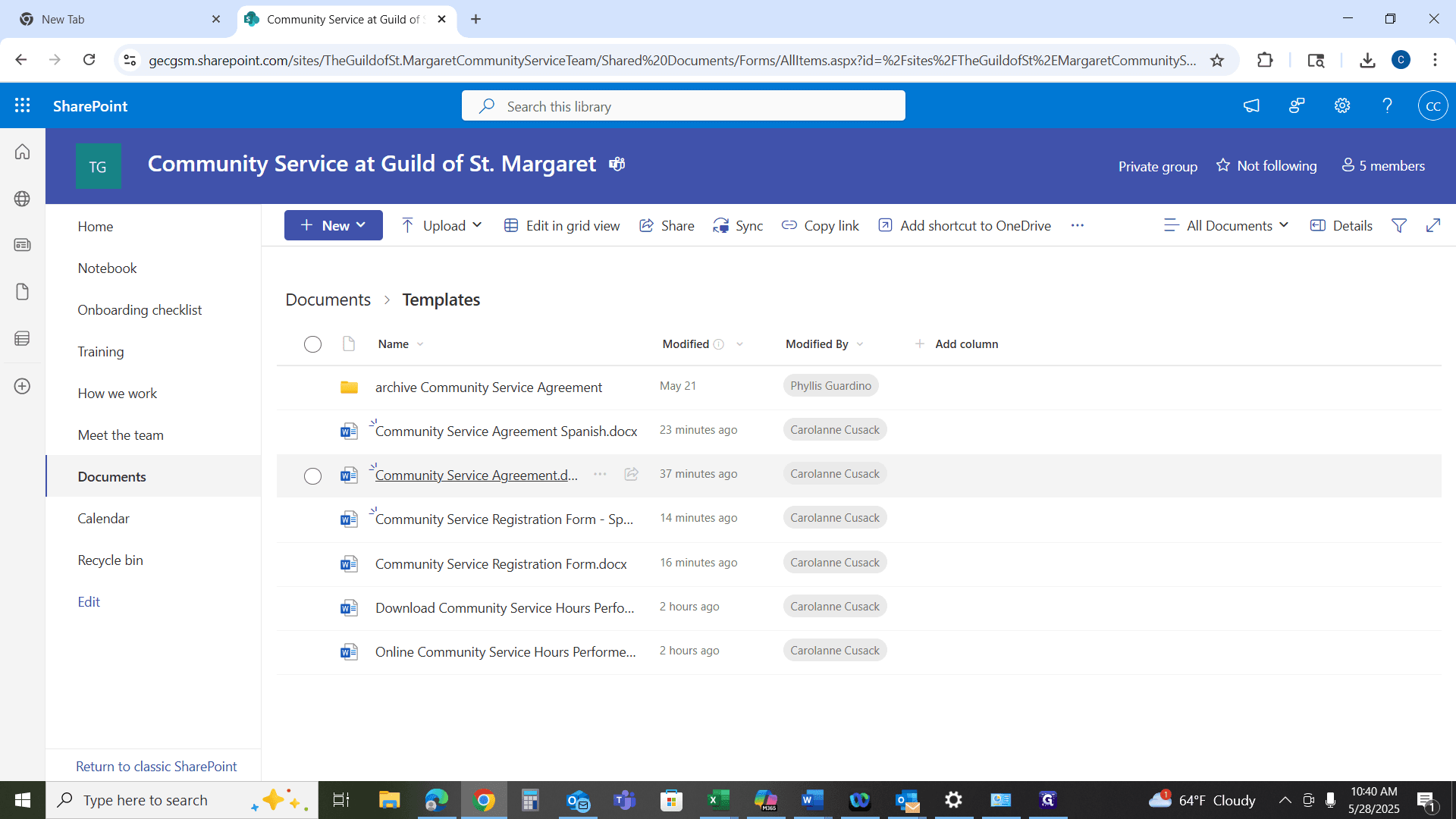 Step #3: Click on "Community Service Agreement"