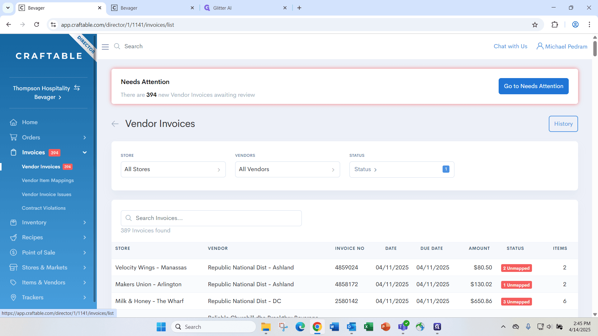 Step #3: Click on "Vendor Invoices"