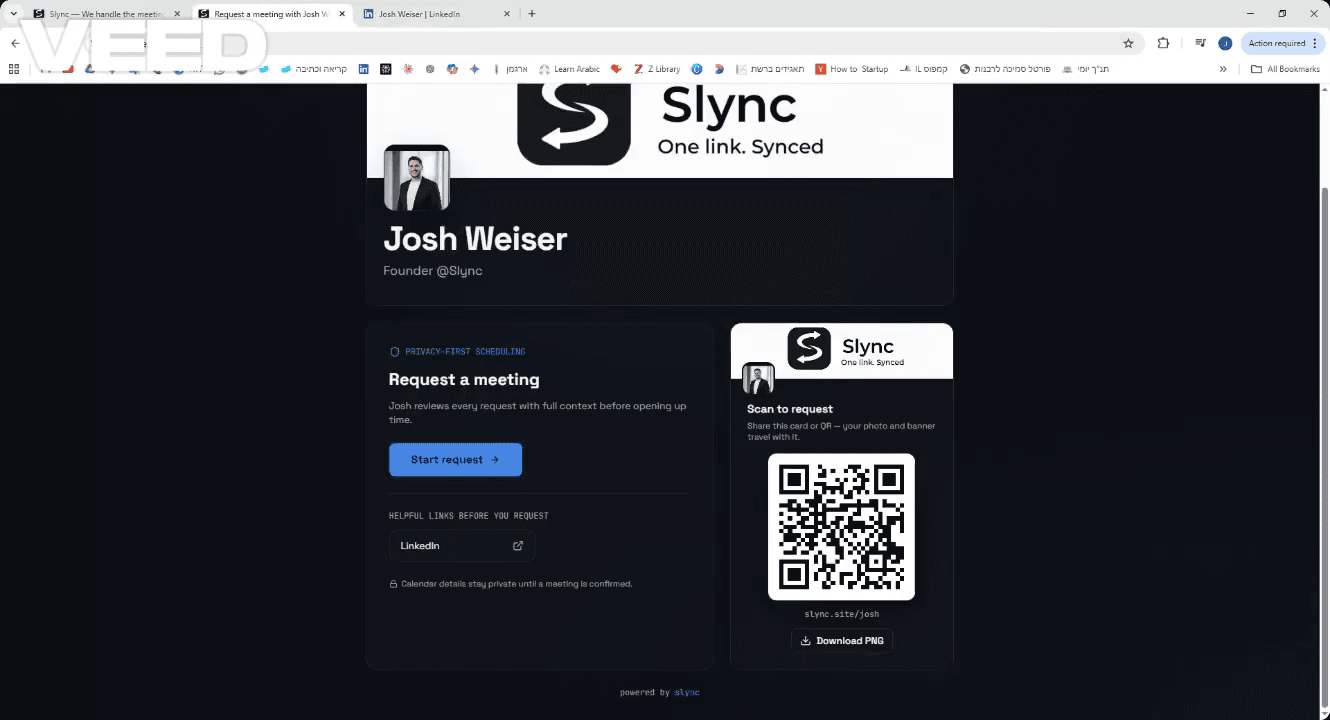 Step #4: This is how your scheduling page looks like - click Start request.