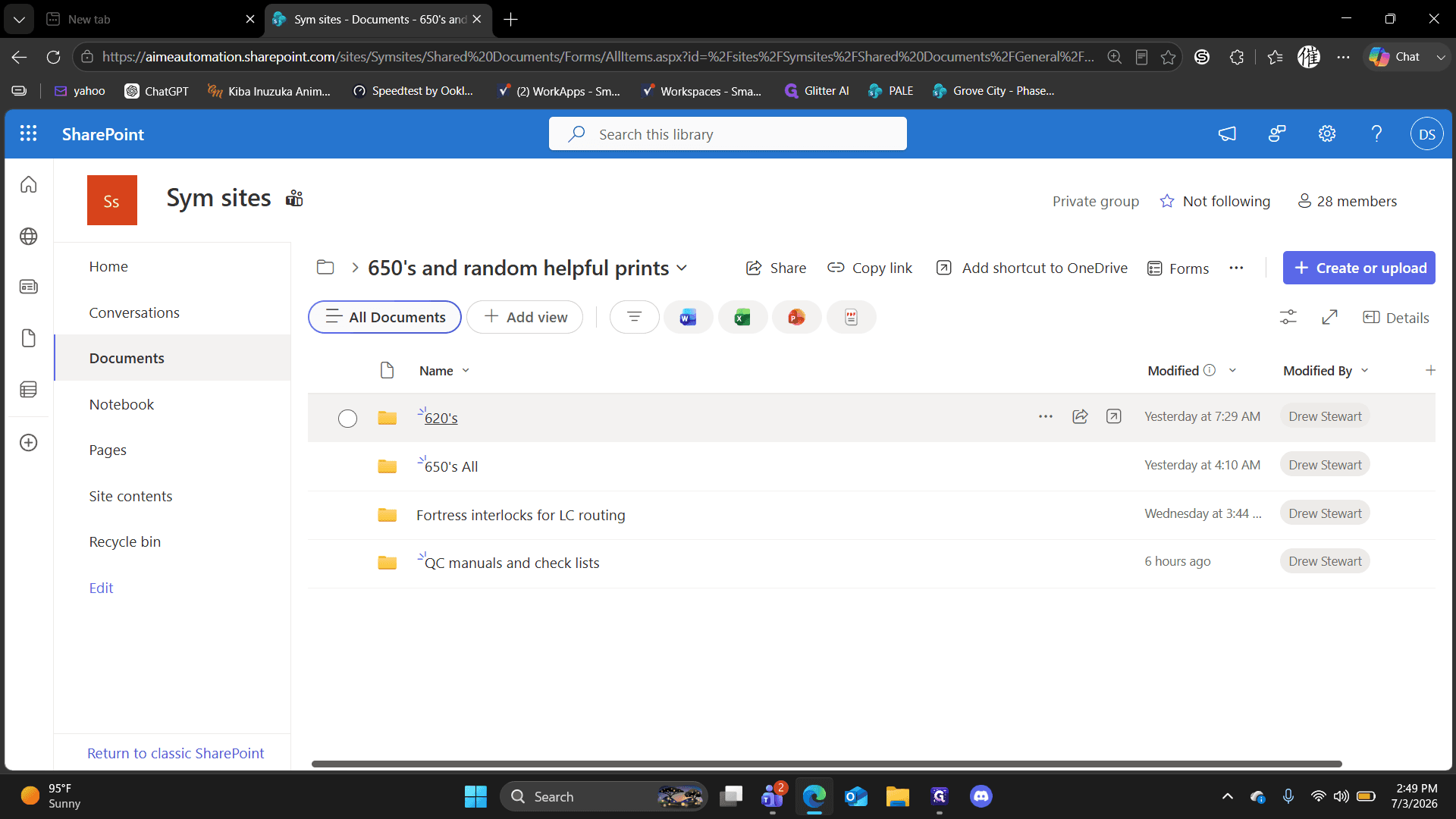 Step #6: Click the 620's folder to access documentation like chemical anchors, standalone pallet inspections, and staging conveyors.